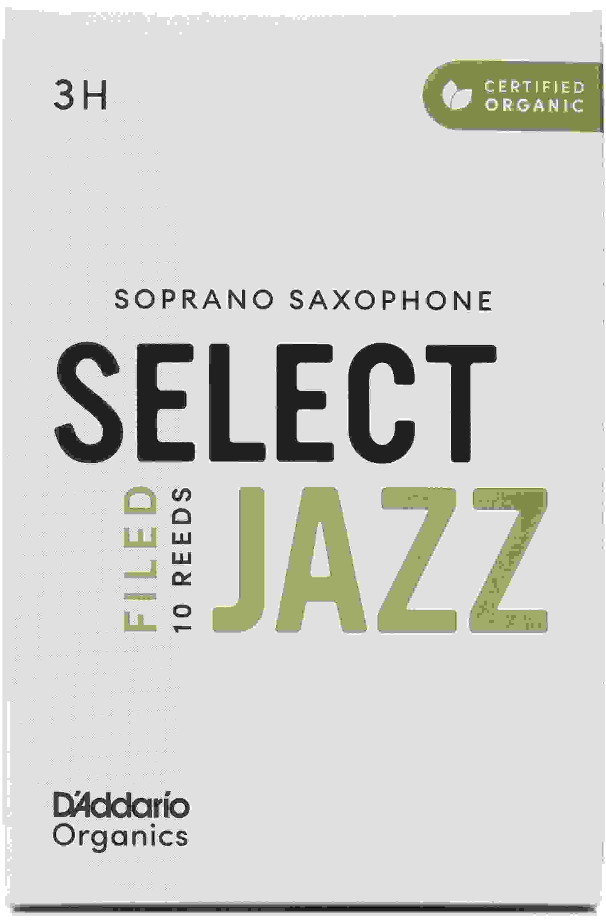 D'Addario Organics Select Jazz Filed Soprano Saxophone Reeds - 3 Hard (10-pack)