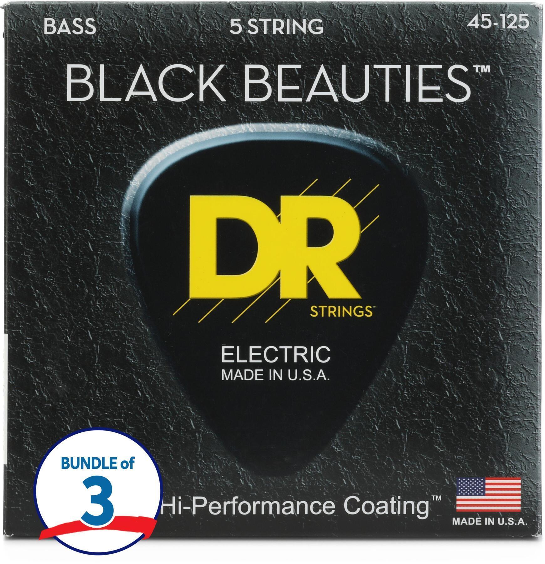 DR Strings BKB5 45 Black Beauties Coated Steel Bass Guitar Strings