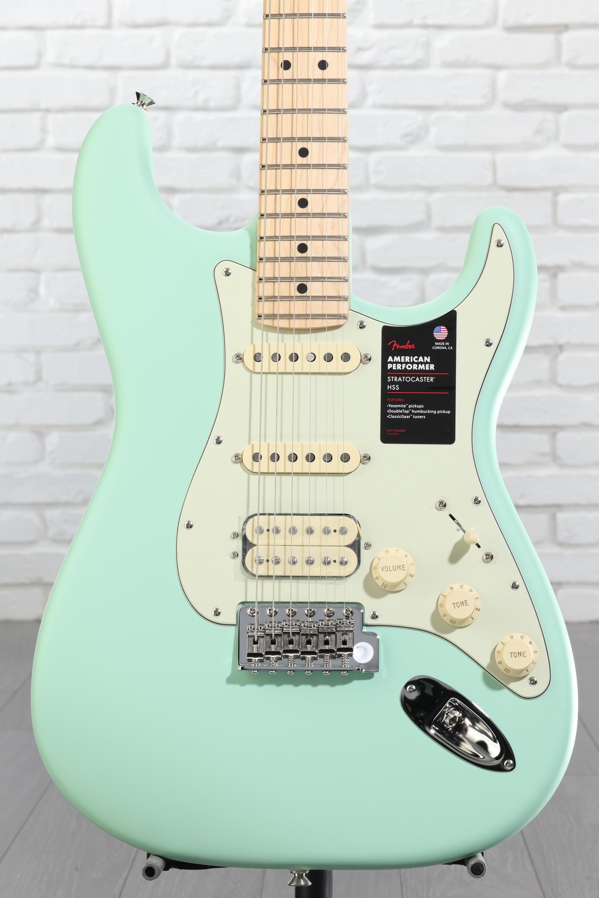 ギター Fender American performer HSS Fender American Performer Stratocaster HSS - Satin Surf Green with