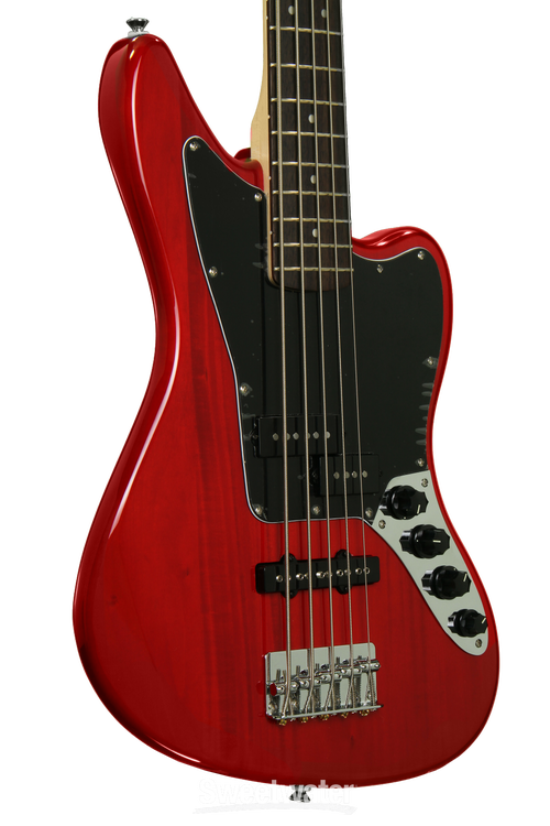 Squier Vintage Modified Jaguar Bass V Special - Crimson Trans 