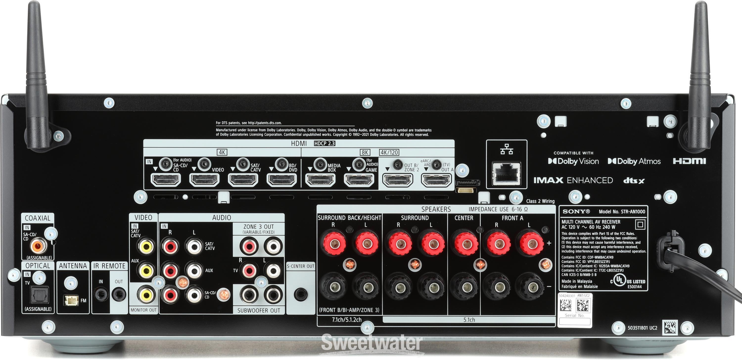 Sony STR-AN1000 7.2-channel 8K A/V Receiver | Sweetwater