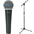 Photo of Shure Beta 58A Supercardioid Dynamic Vocal Microphone with Tripod Microphone Stand