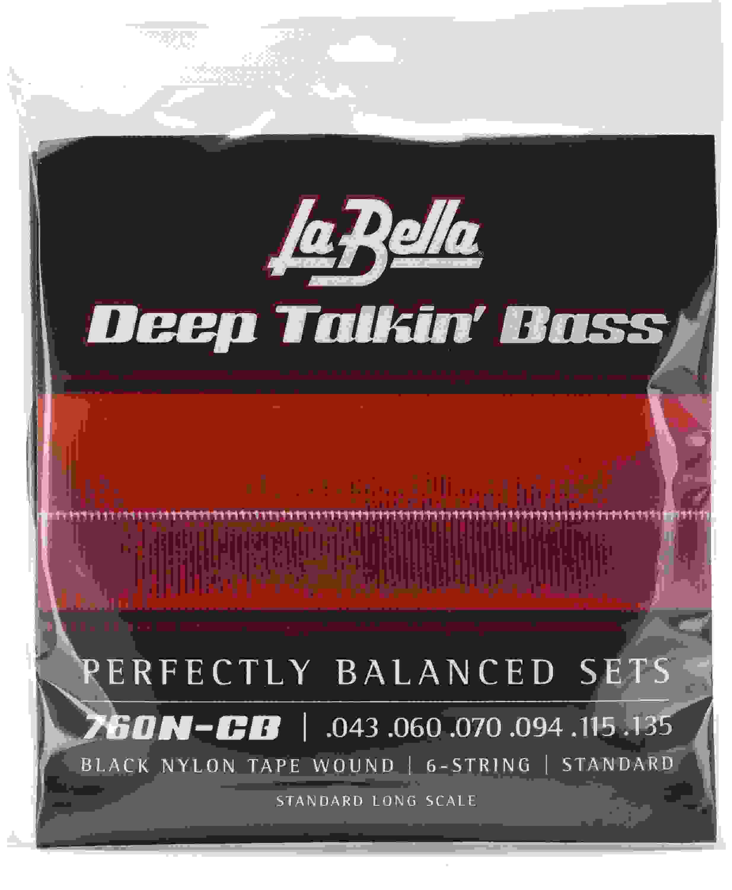 La Bella 760N-CB Deep Talkin' Bass Black Nylon Tapewound Bass Guitar Strings - .043-.135 Standard 6-string