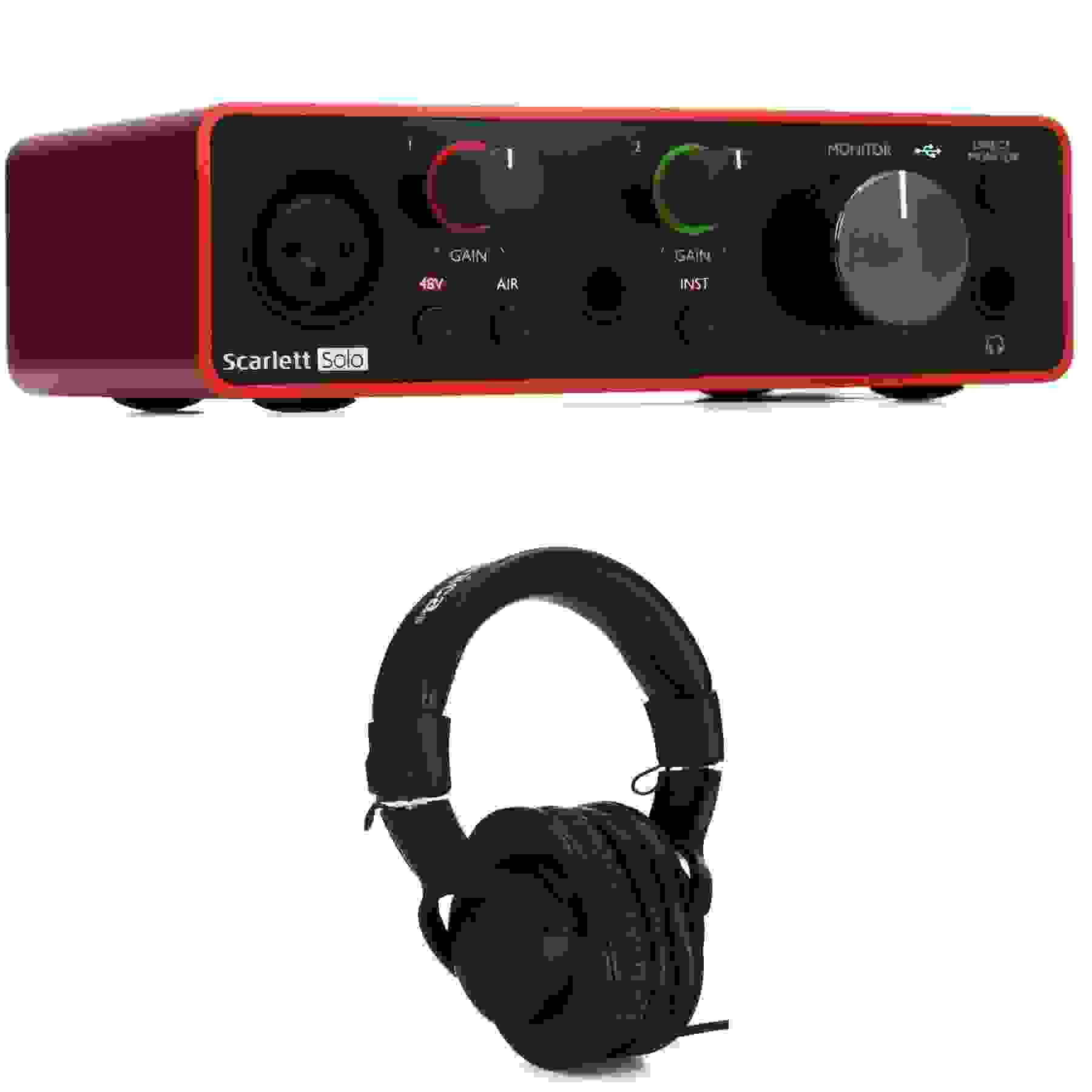 Focusrite Scarlett Solo 3rd Gen USB Audio Interface with Audio-Technica ATH-M20x Headphones