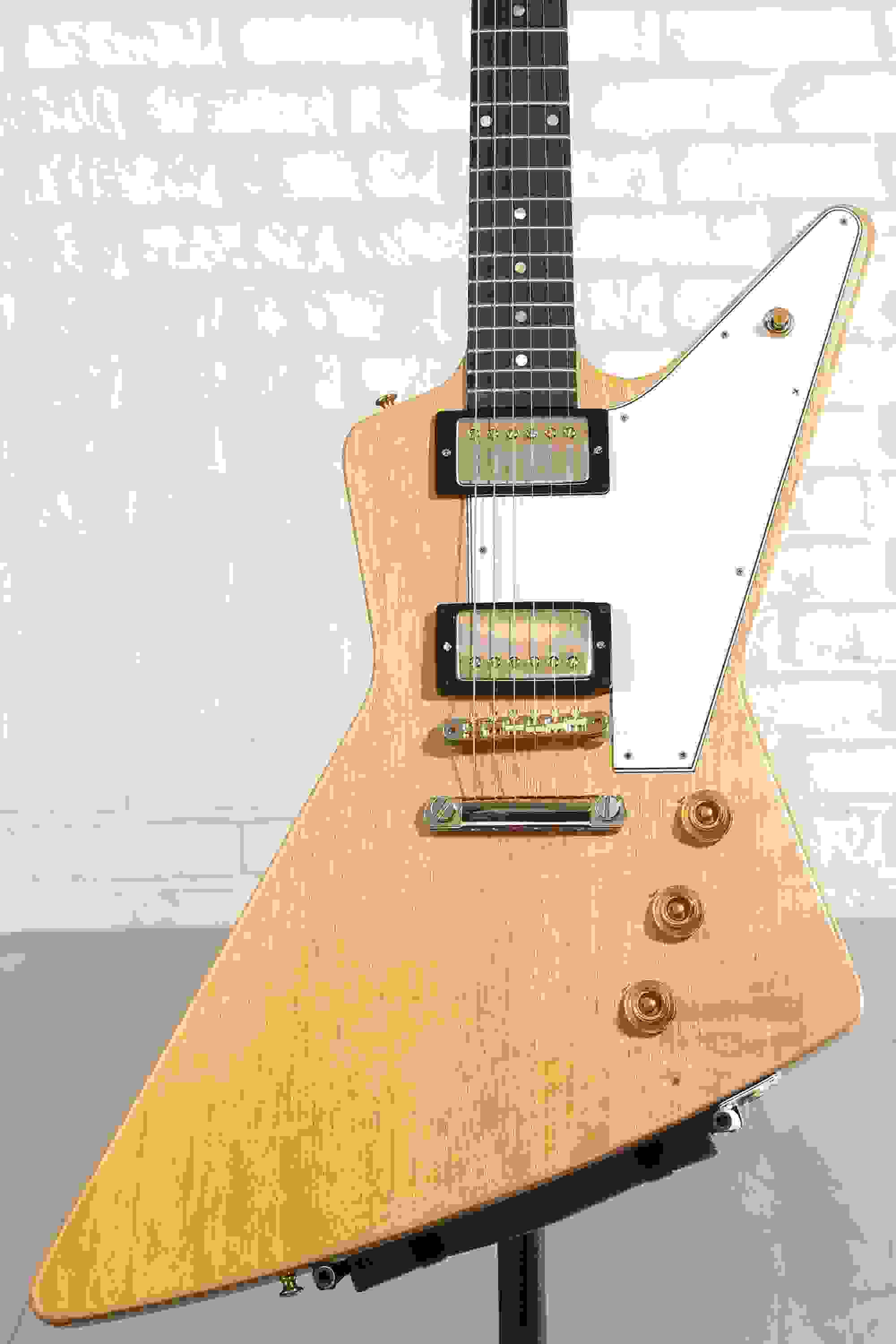 Gibson Custom 1958 Korina Explorer Electric Guitar - Natural, VOS, White Pickguard