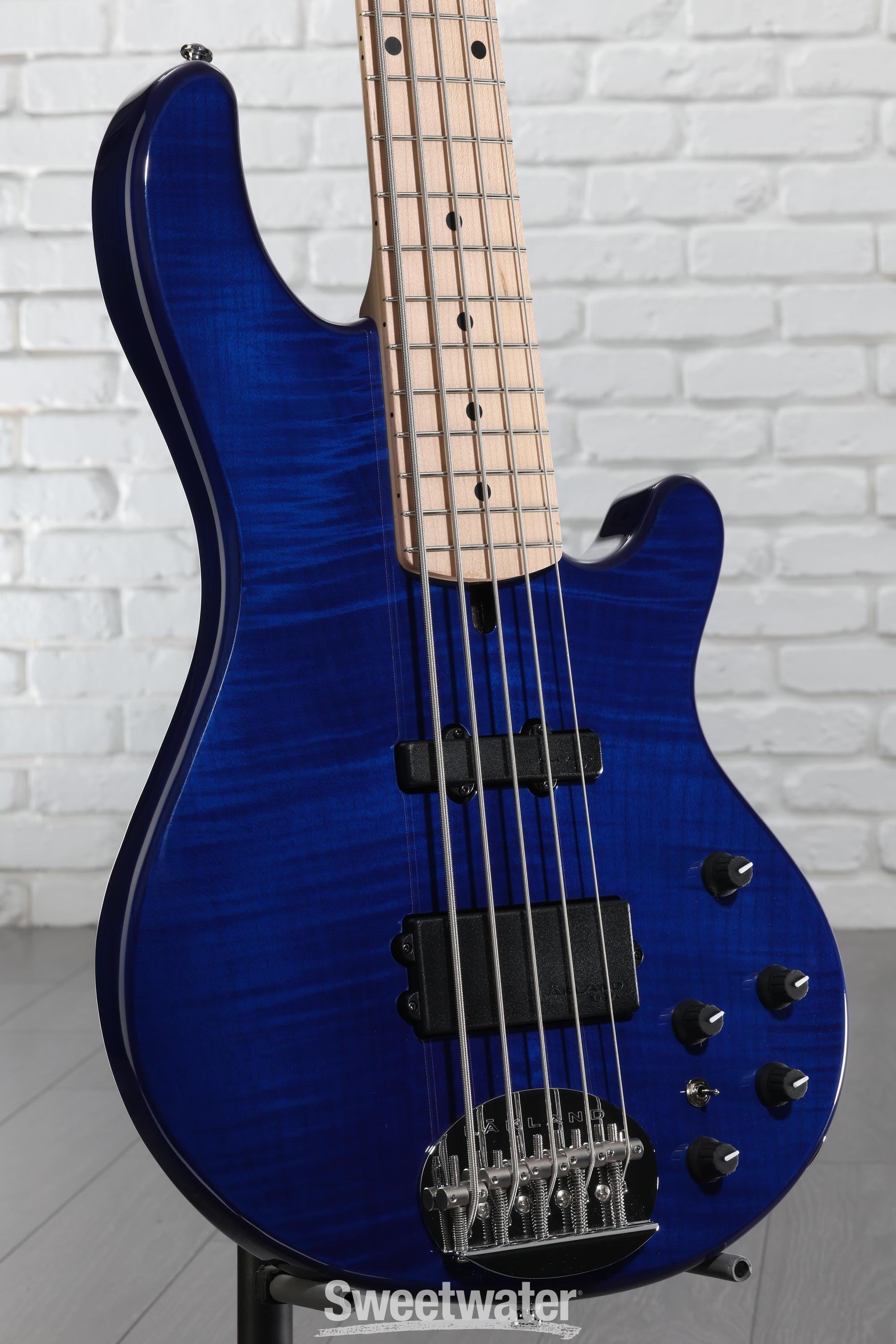 Lakland Skyline 55-02 Deluxe Flame Bass Guitar - Translucent Blue