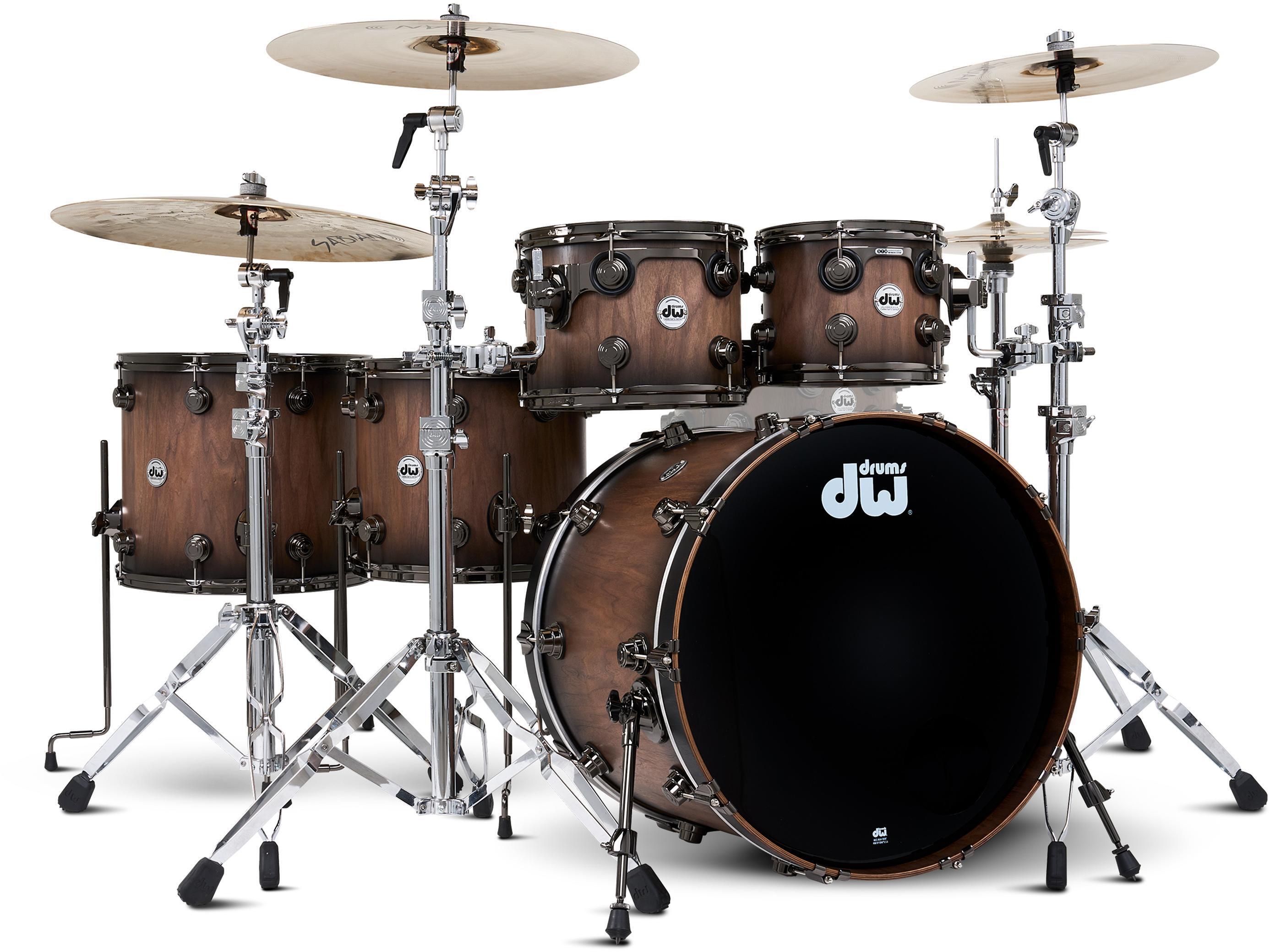Photo of DW Collector's Series Pure Walnut 5-piece Shell Pack - Quick Ebony Burst