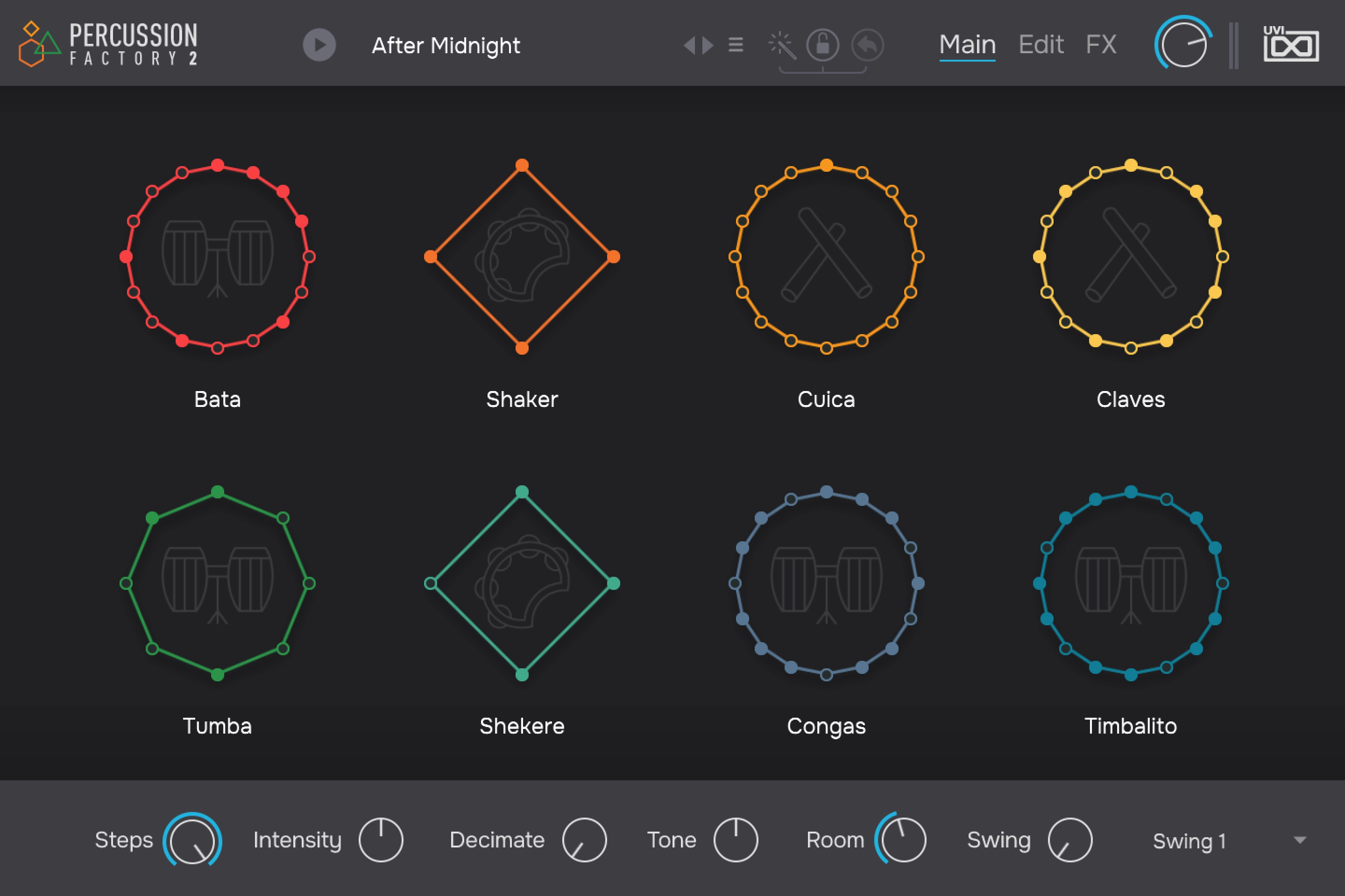 Photo of UVI Percussion Factory 2 Rhythm Designer Plug-in