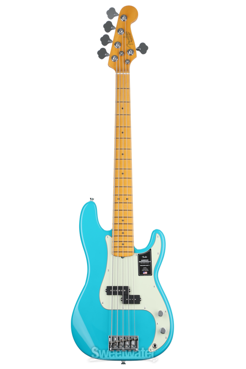Fender American Professional II Precision Bass V - Miami Blue with Maple Fingerboard