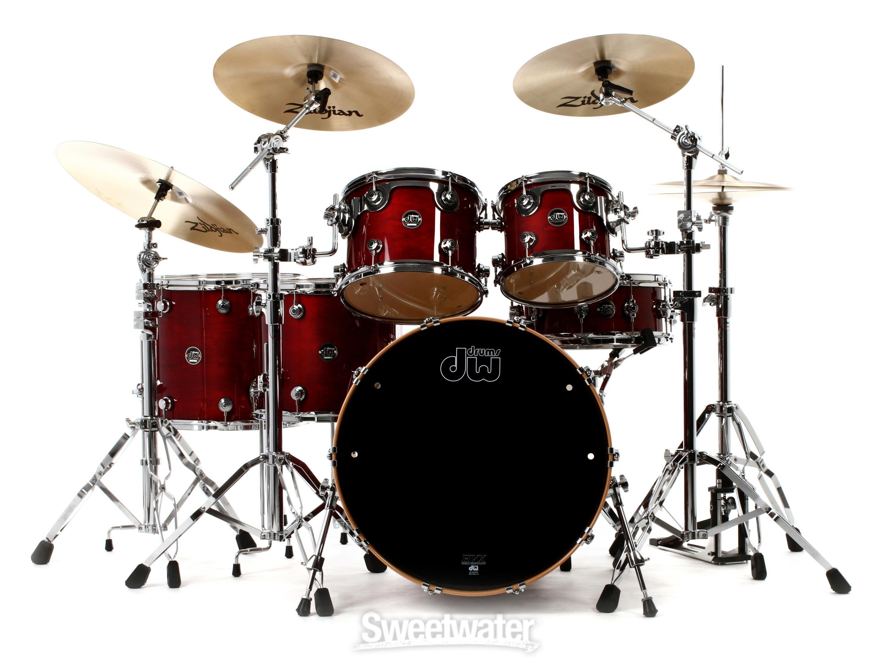 DW Performance Series 5-Piece Shell Pack with 22 inch Bass Drum - Cherry  Stain Lacquer