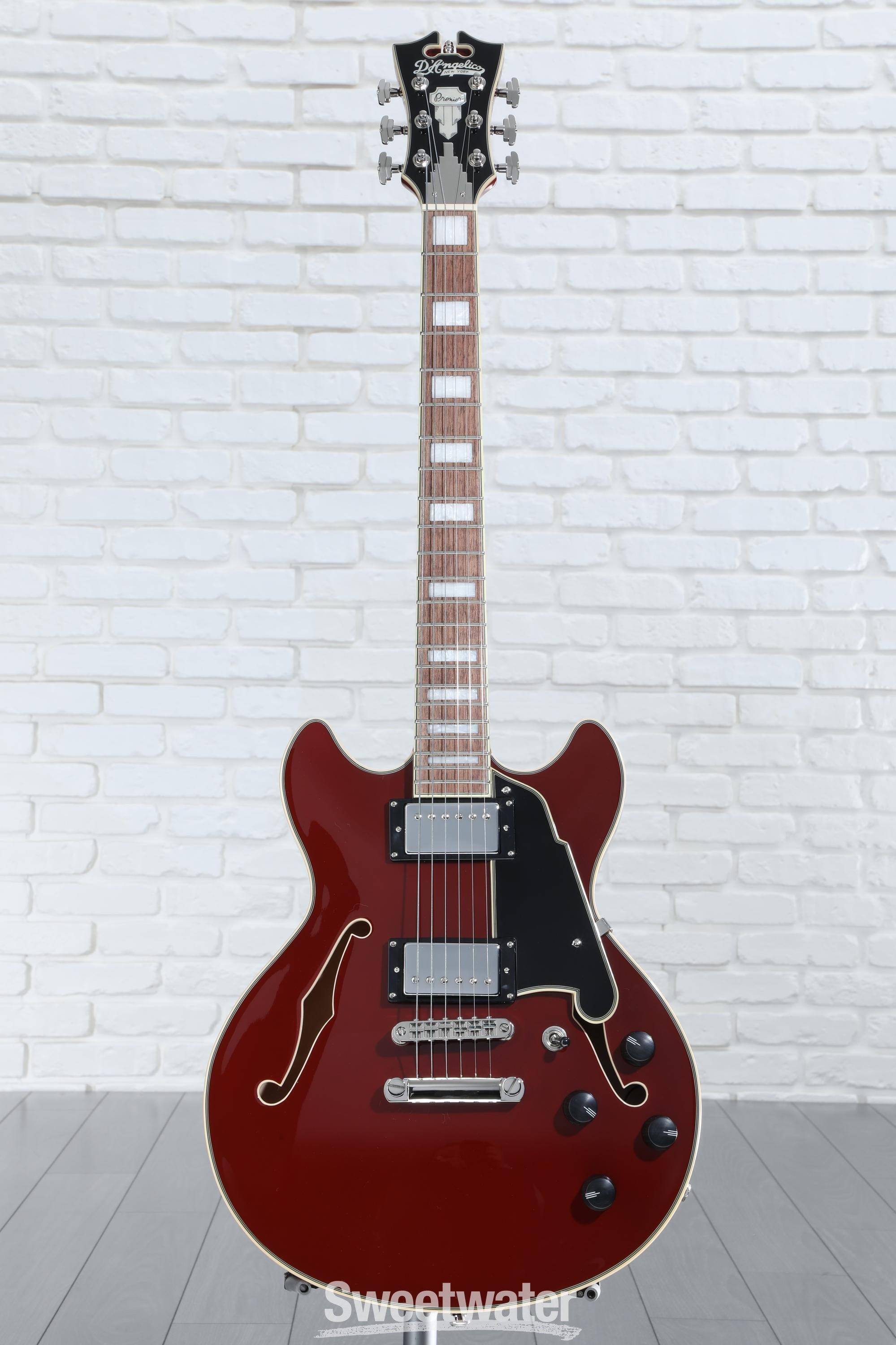 D'Angelico Premier Mini DC Electric Guitar - Burnt Red with