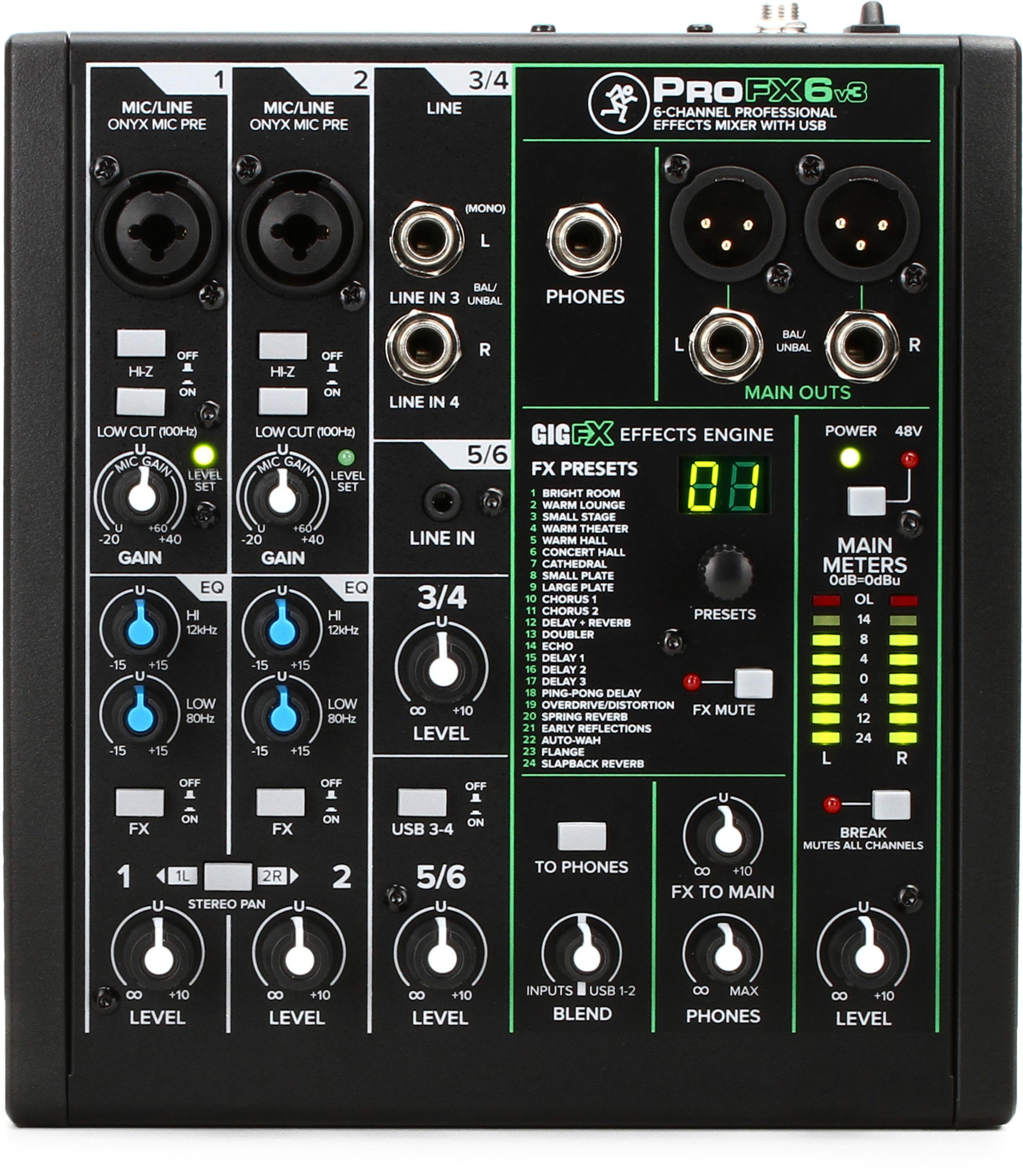 Bundled Item: Mackie ProFX6v3 6-channel Mixer with USB and Effects