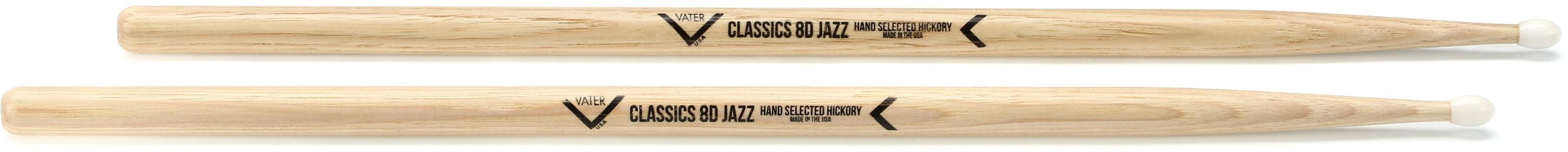 Photo of Vater Classics Drumsticks - 8D Jazz - Nylon Tip