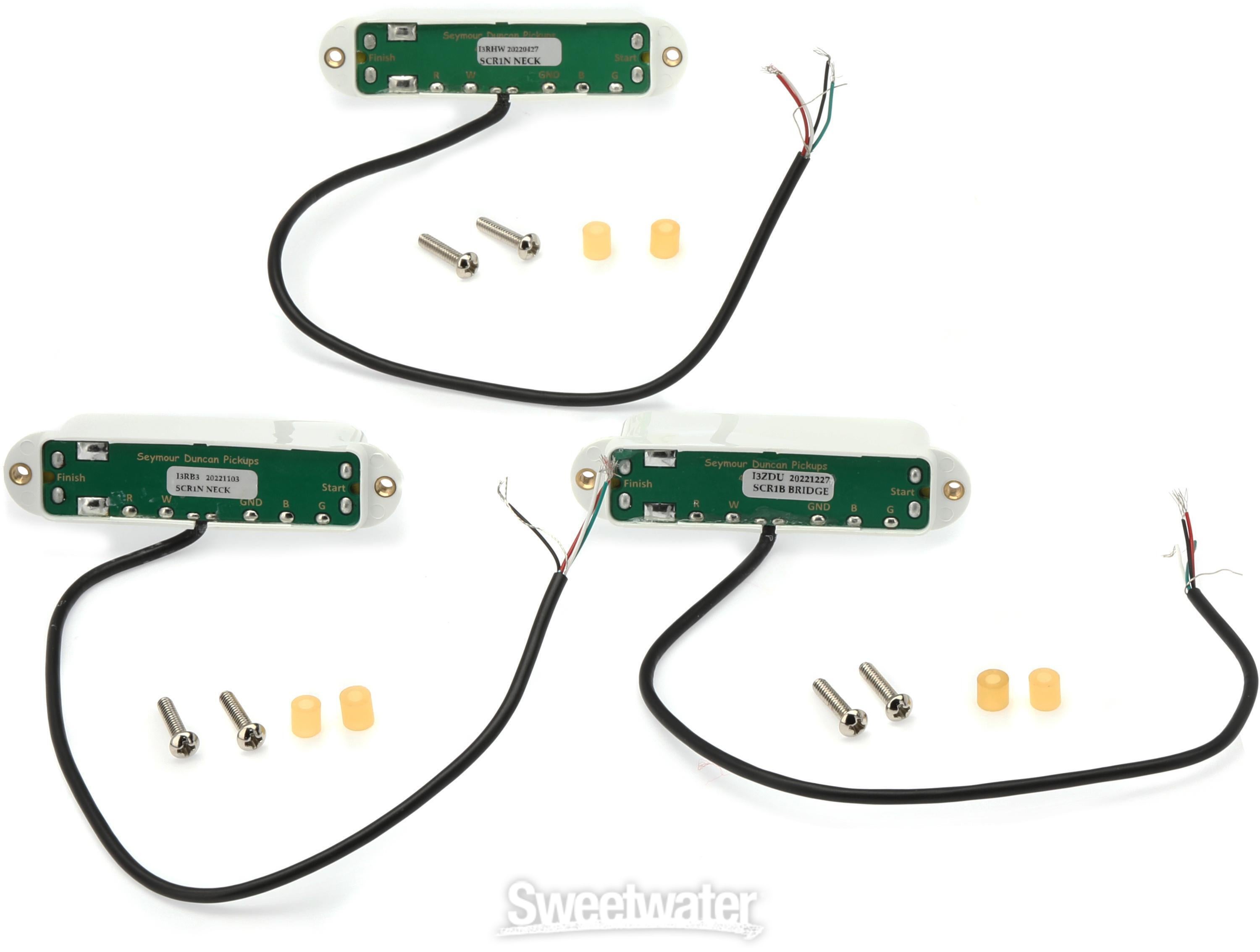 Seymour Duncan SCR-1 Cool Rails Strat Single Coil Sized Humbucker Pickup  3-piece Set - White