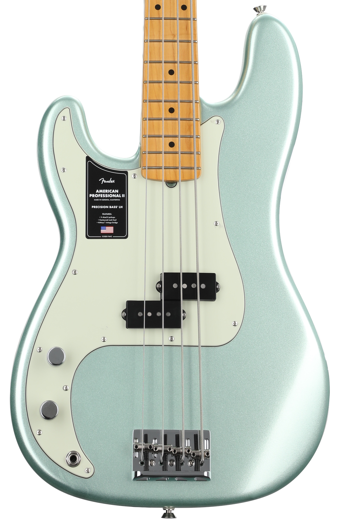 Fender American Professional II Precision Bass Left-handed - Mystic Surf Green with Maple Fingerboard