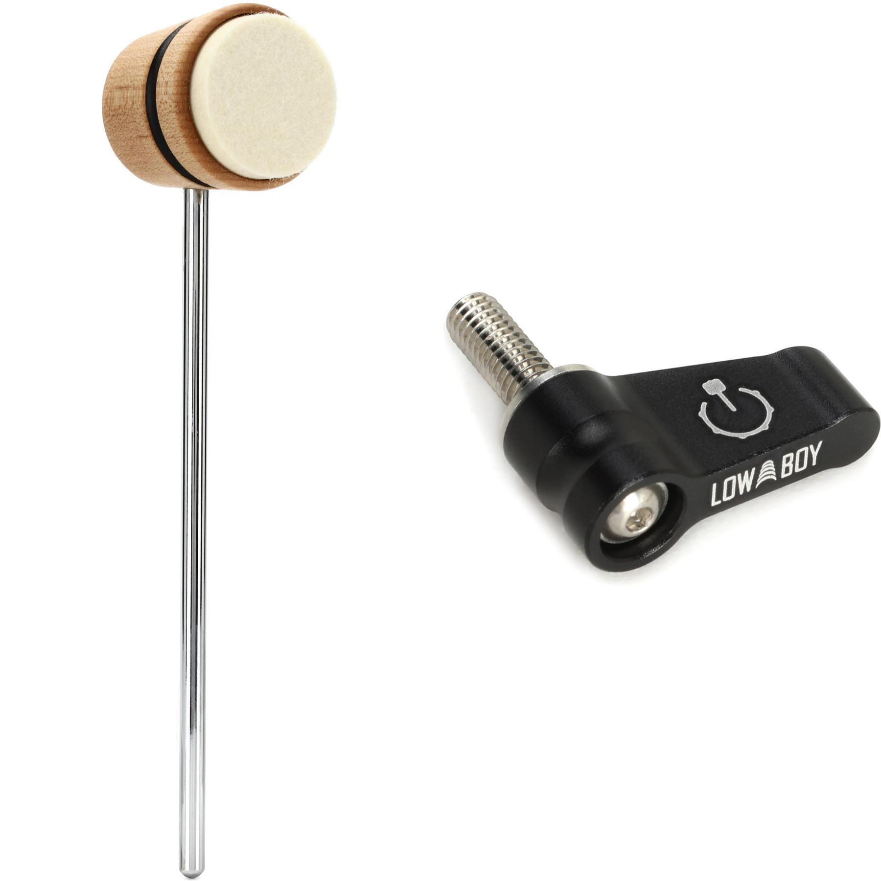 Photo of Low Boy Felt Daddy Bass Drum Beater with 10/32" Power Switch - Lightweight - Natural with Black Stripes