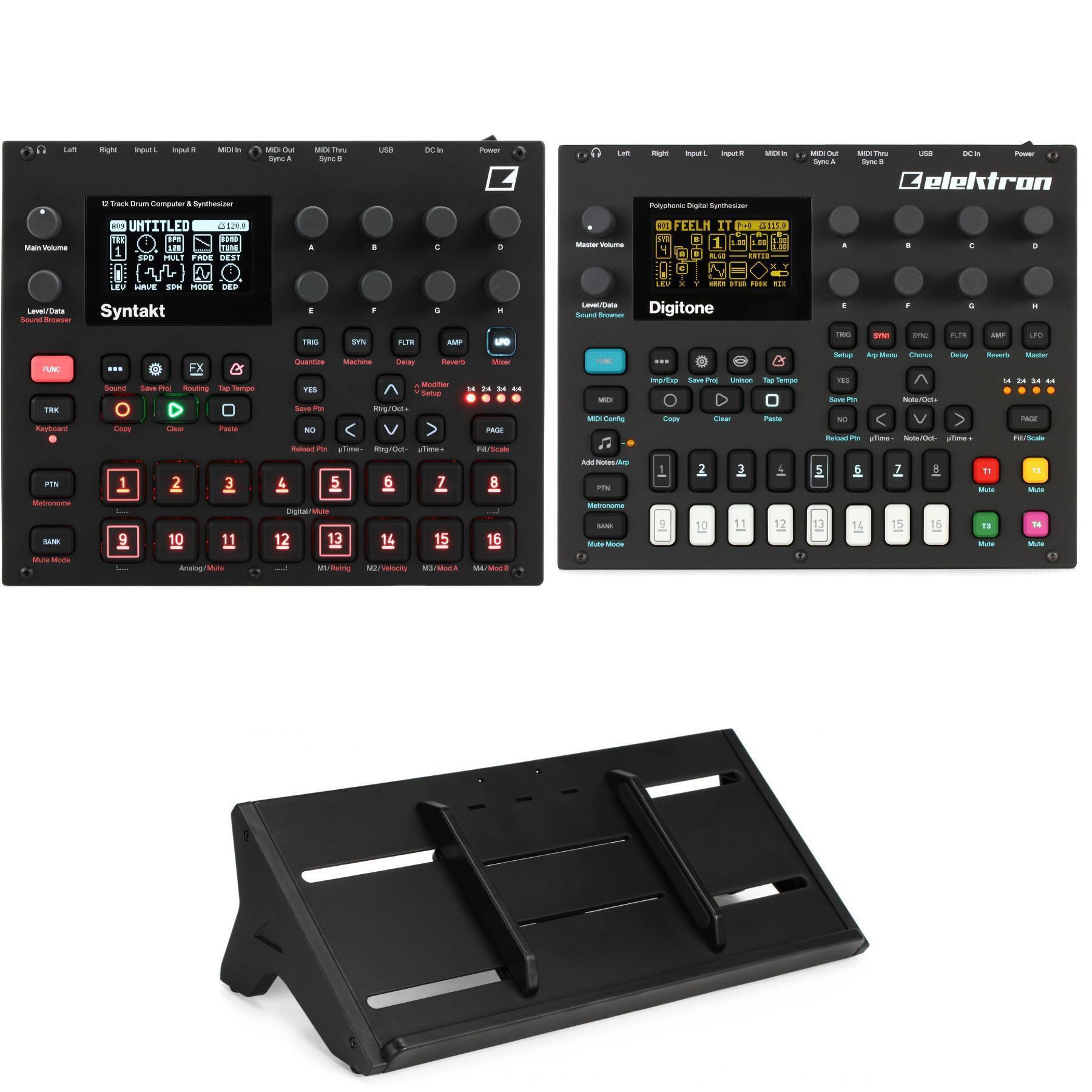 Elektron Digitone and Syntakt with Desktop Stand