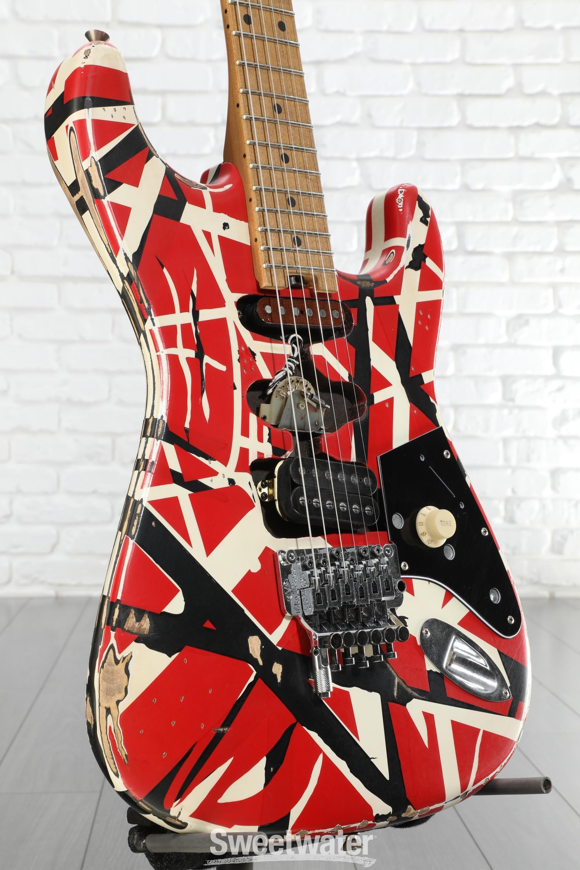 EVH Striped Series Frankenstein Relic - Red/Black/White | Sweetwater