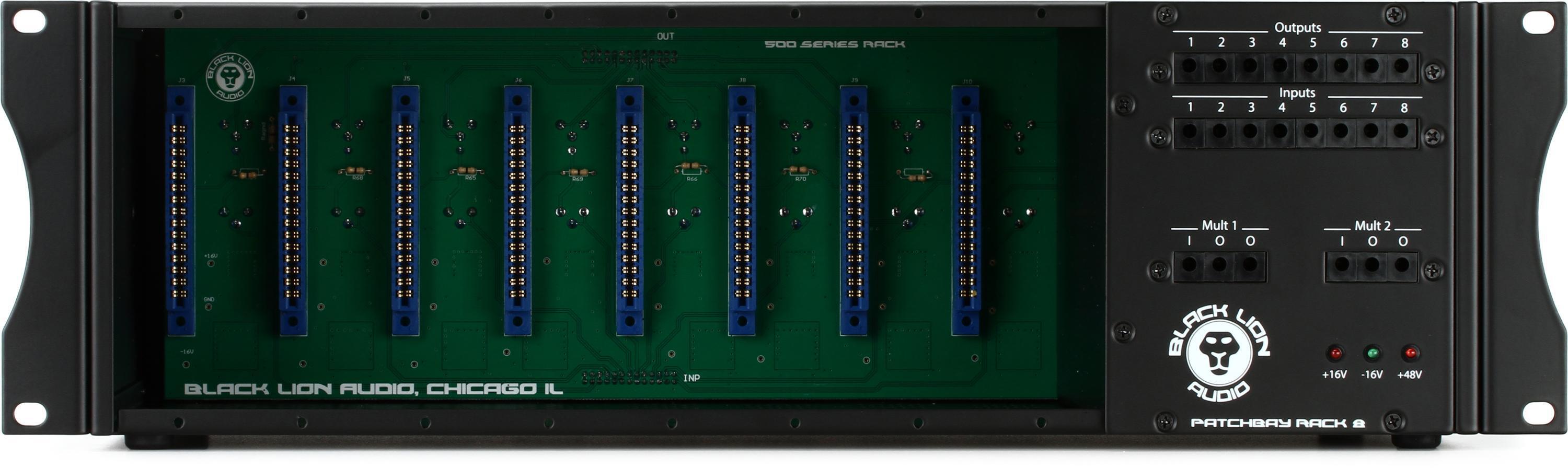 8-Slot　Black　Patchbay　Built-In　Series　Lion　with　Rack　Audio　500　PBR8　Sweetwater
