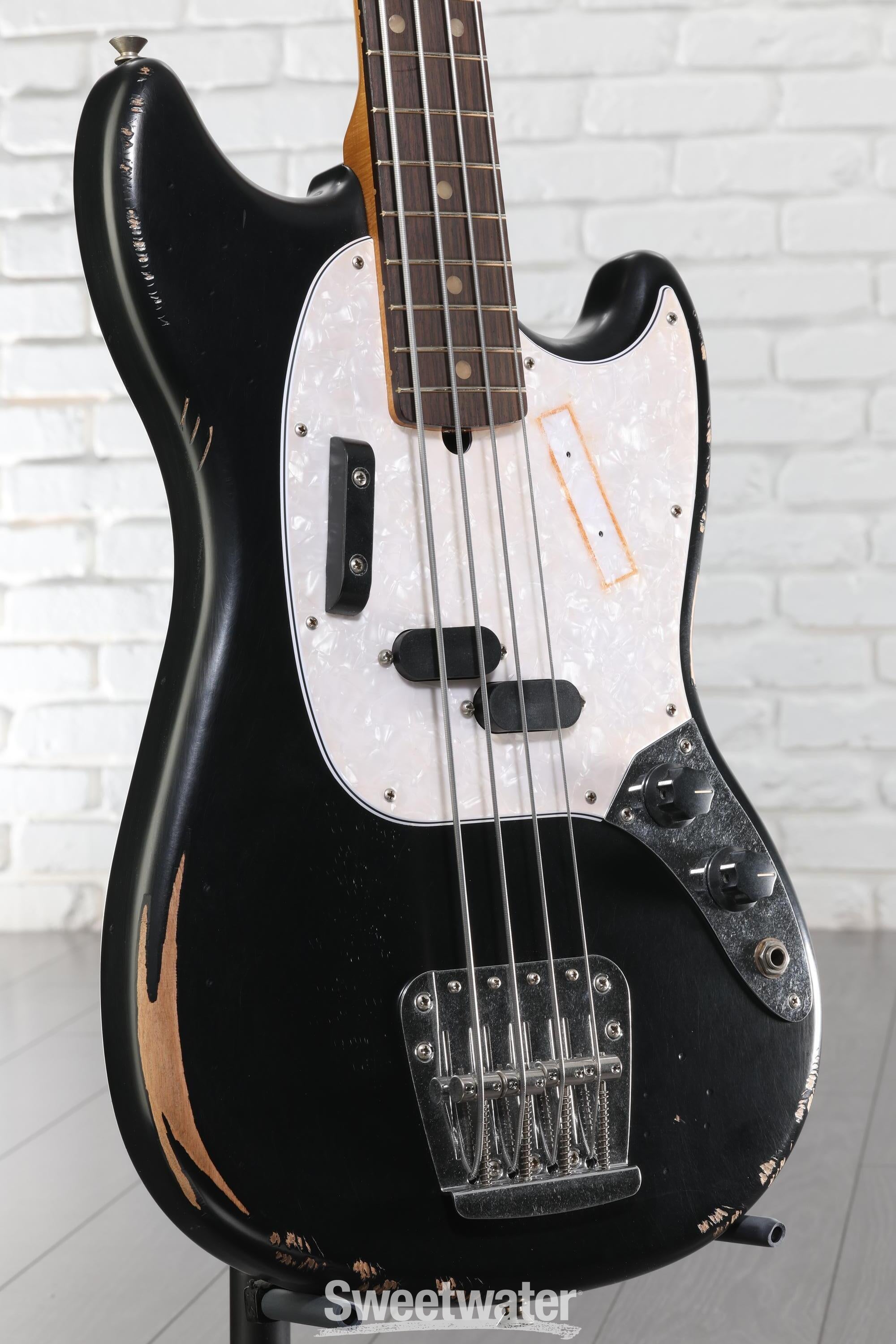 Fender JMJ Road Worn Mustang Bass - Black | Sweetwater