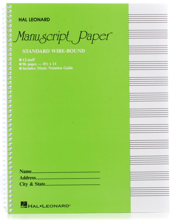 Music manuscript paper in several staff sizes