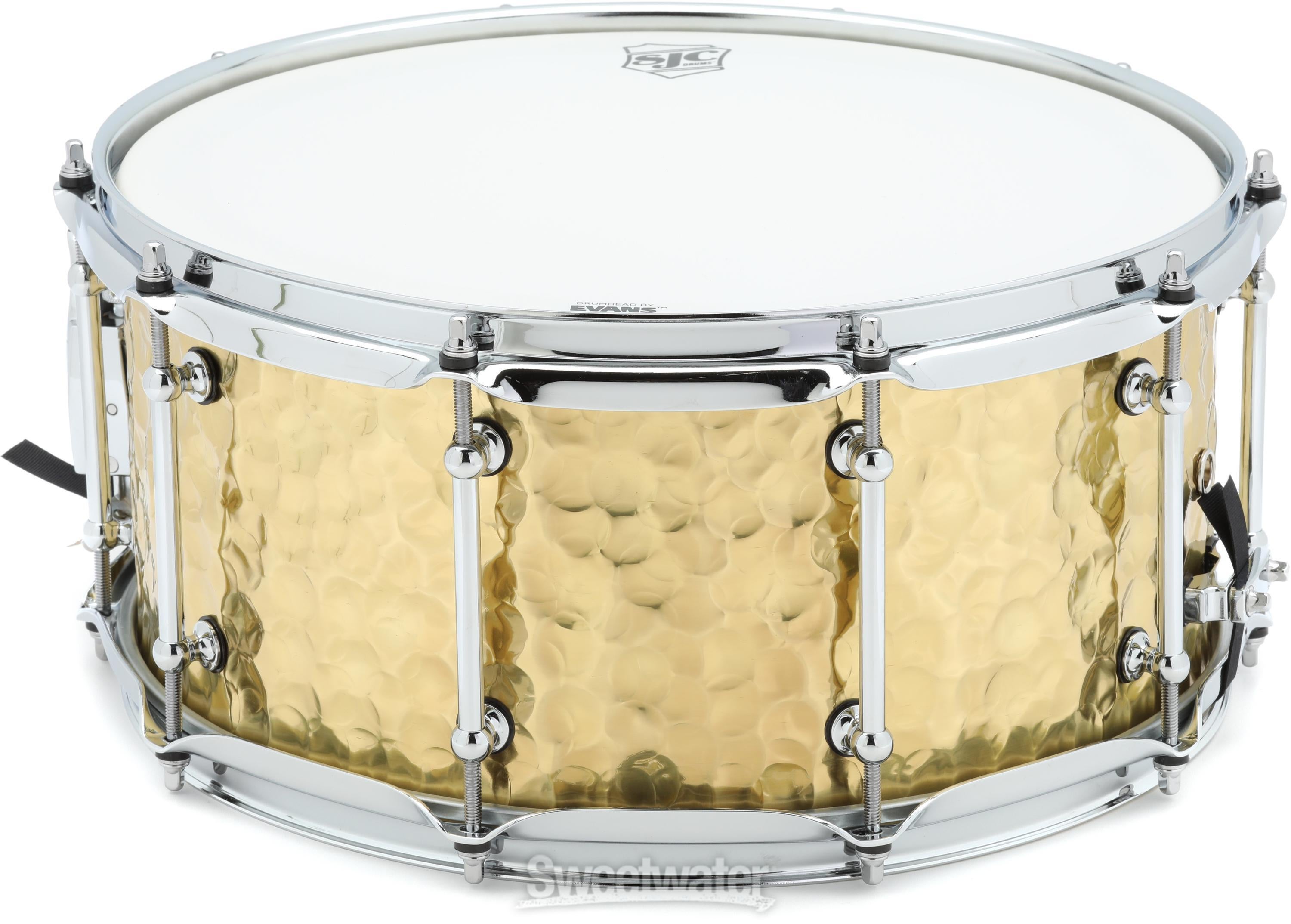 SJC Custom Drums Alpha Hammered Brass Snare Drum - 6.5 x 14-inch - Polished