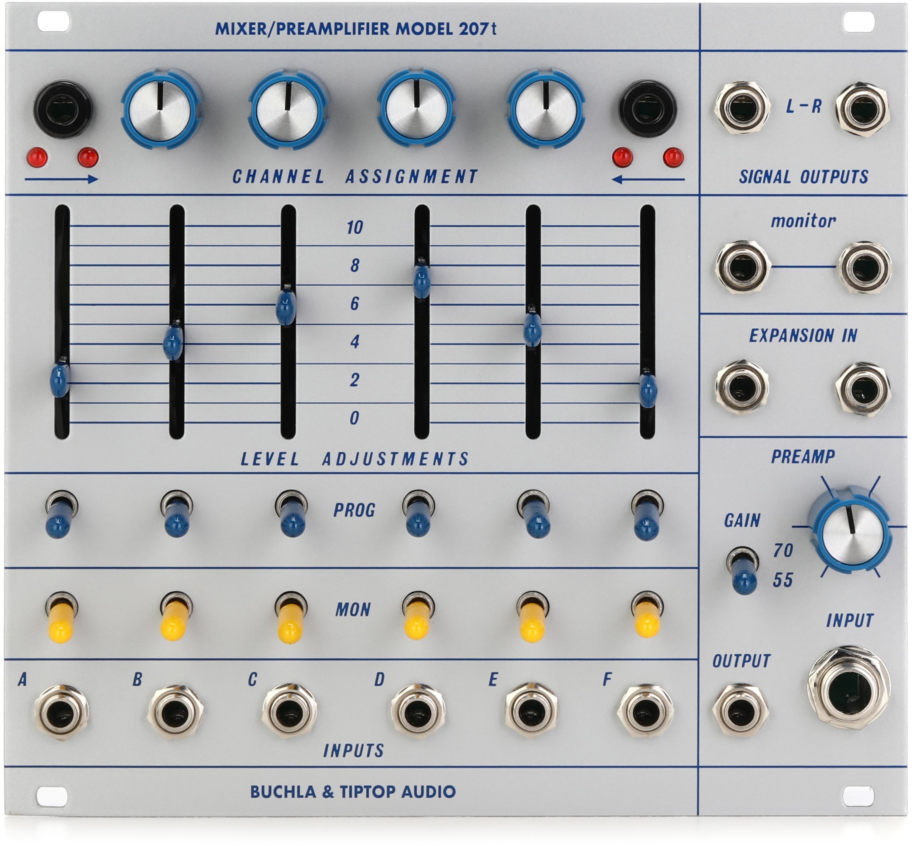 Tiptop Audio Buchla 207t Mixer and Preamplifier Eurorack Module