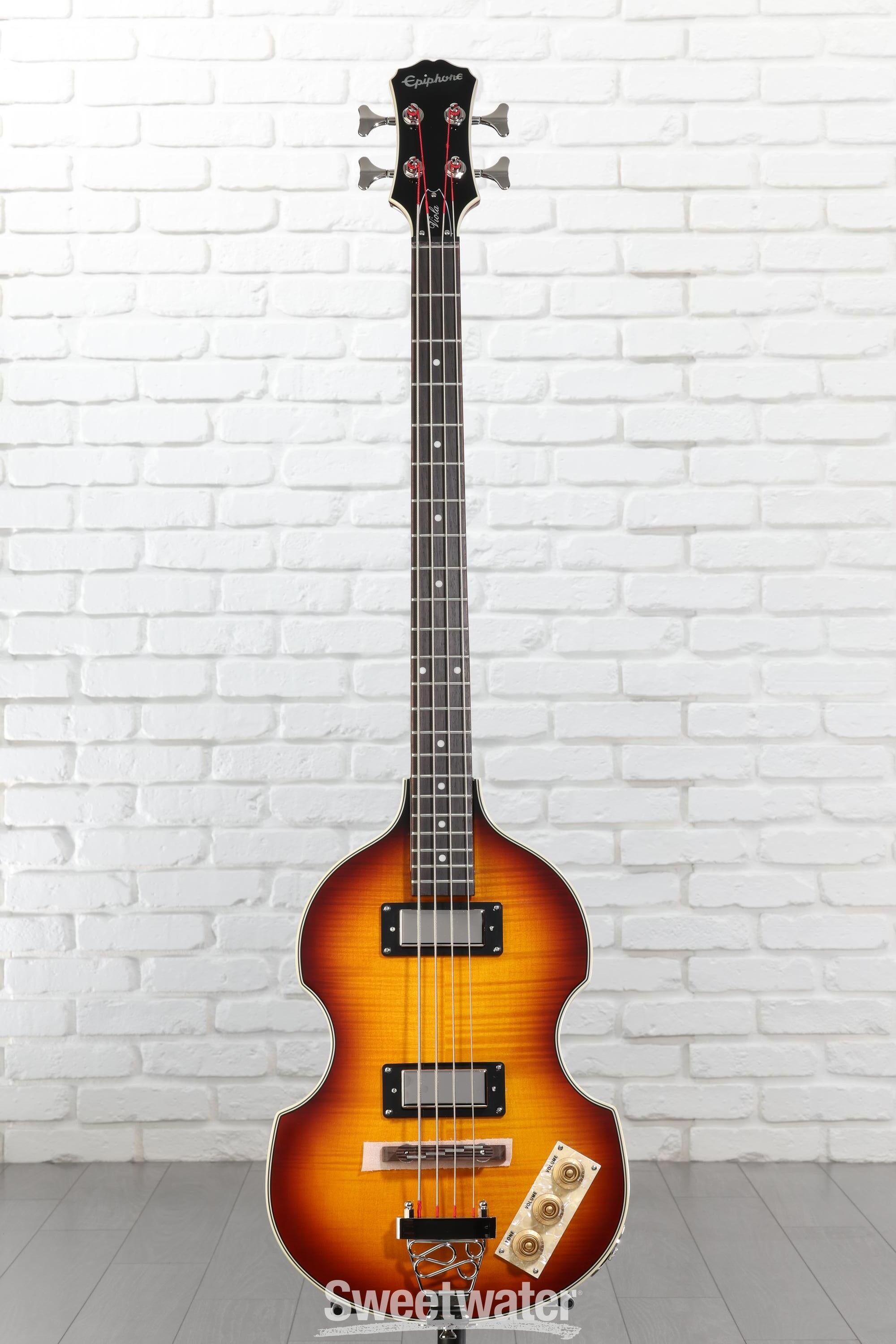 Epiphone（エピフォン） Viola Bass Sunburst Amazon.com: Epiphone Viola Electric Bass Guitar Vintage Sunburst