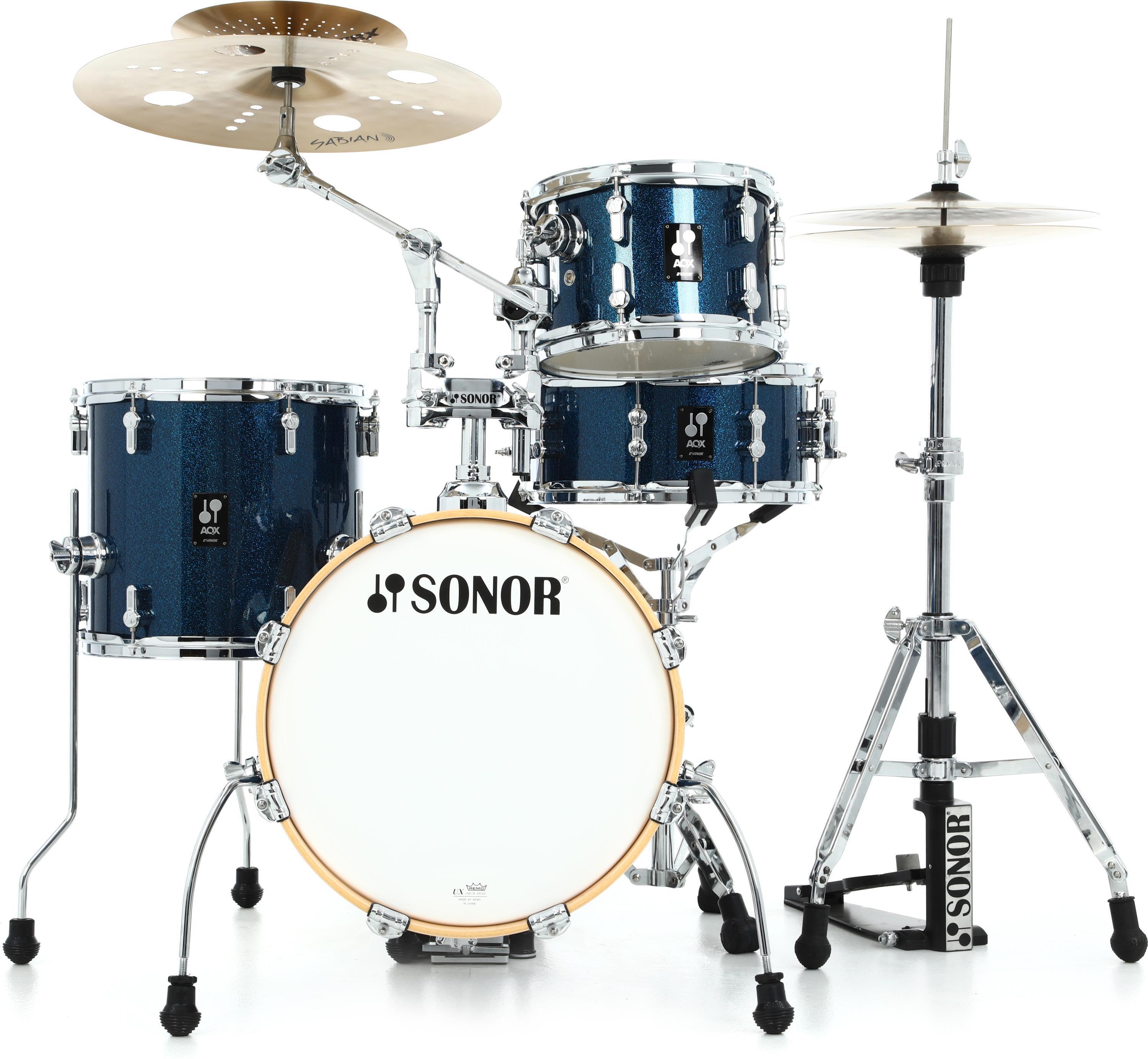 Sonor AQX Jungle 4-piece Shell Pack - Blue Ocean Sparkle | Sweetwater