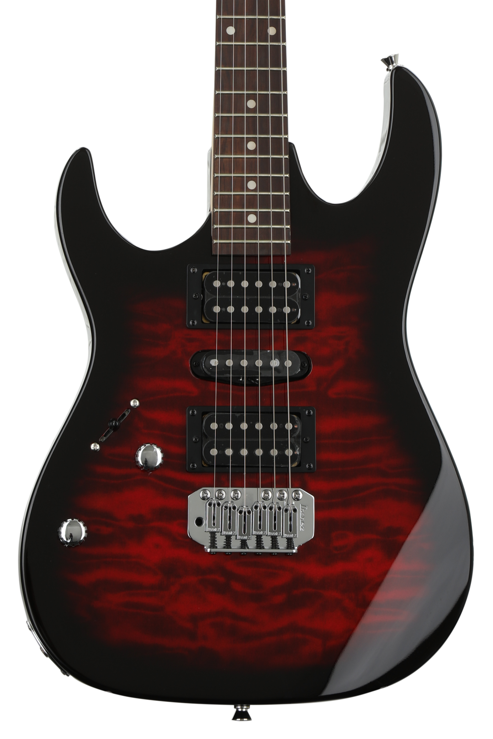 IBANEZ シースルーレッド キルティッドトップ EMGHZ 3バンドEQ搭載 IBANEZ シースルーレッド キルティッドトップ EMGHZ 3バンドEQ搭載