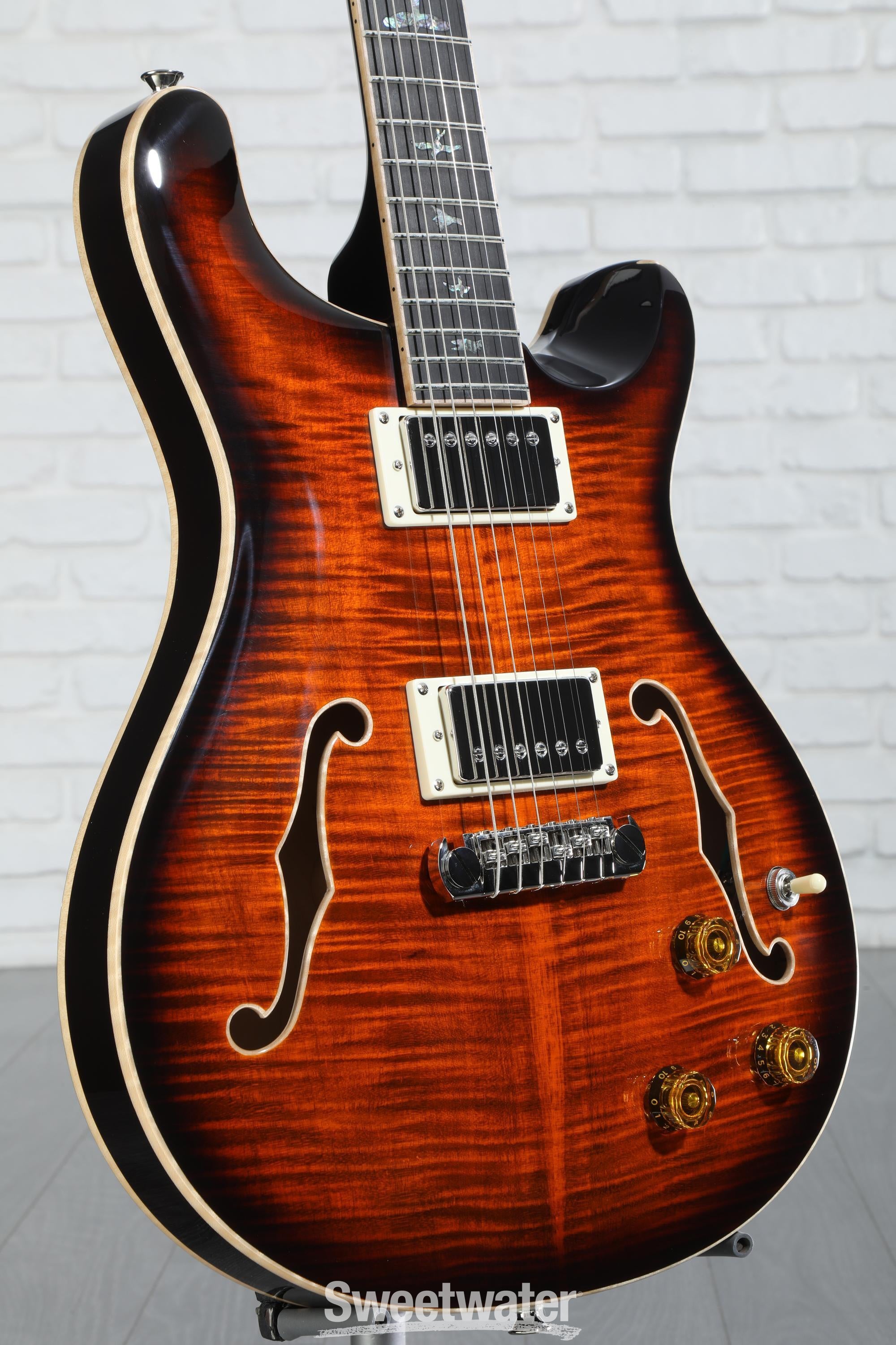 【美品】PRS SE custom 24 ZEBRA wood PRS SE Hollowbody II Piezo Electric Guitar - Orange Tiger