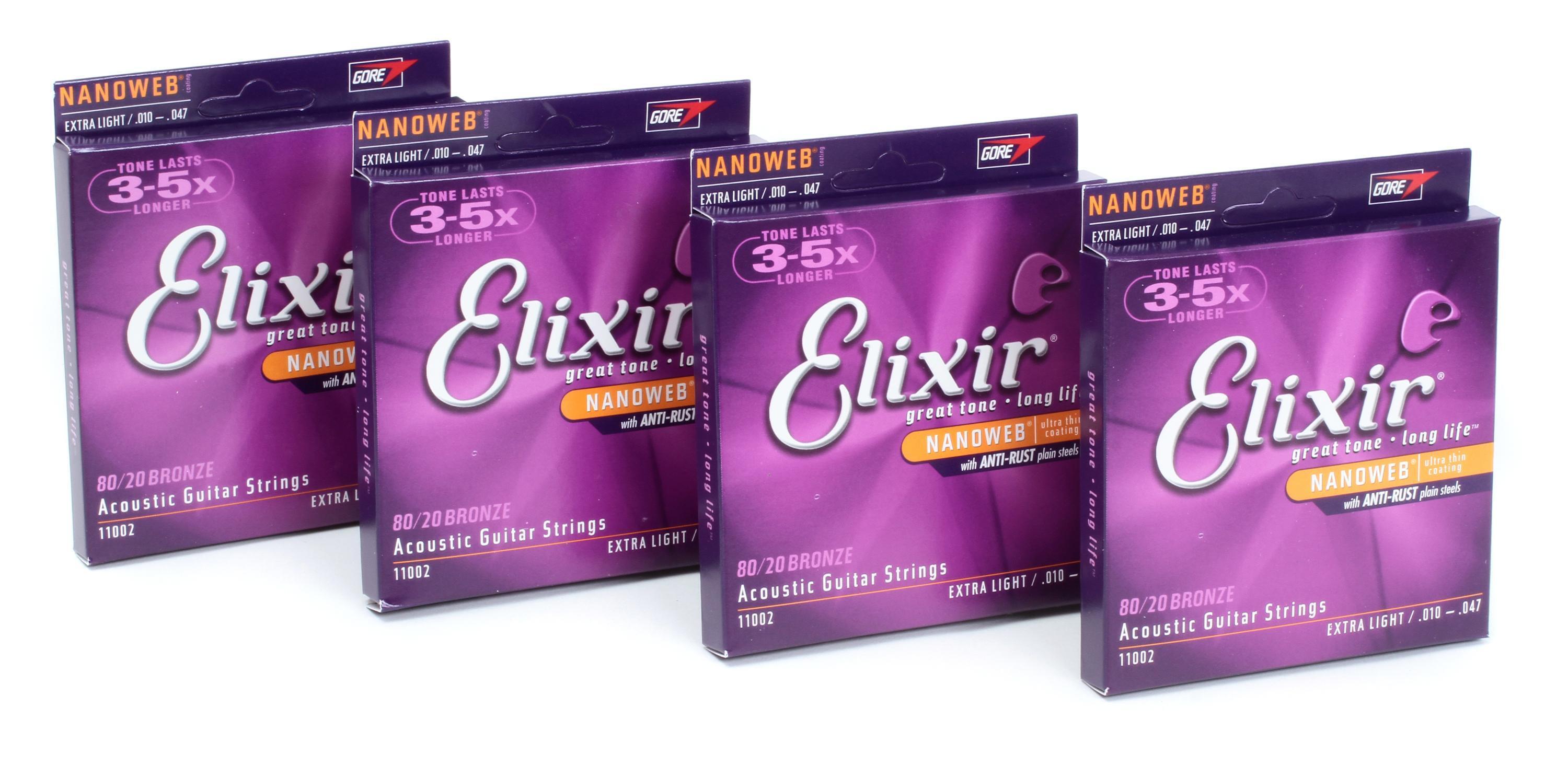 Elixir Strings 11002 Nanoweb 80 20 Bronze Light Acoustic Guitar