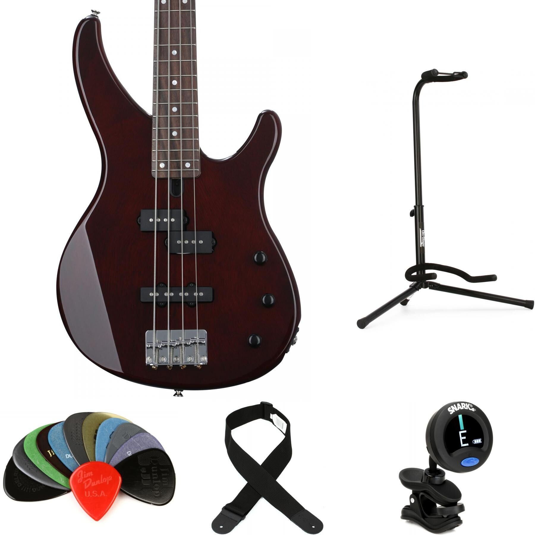 Yamaha TRBX174EW Bass Guitar Essentials Bundle - Root Beer 