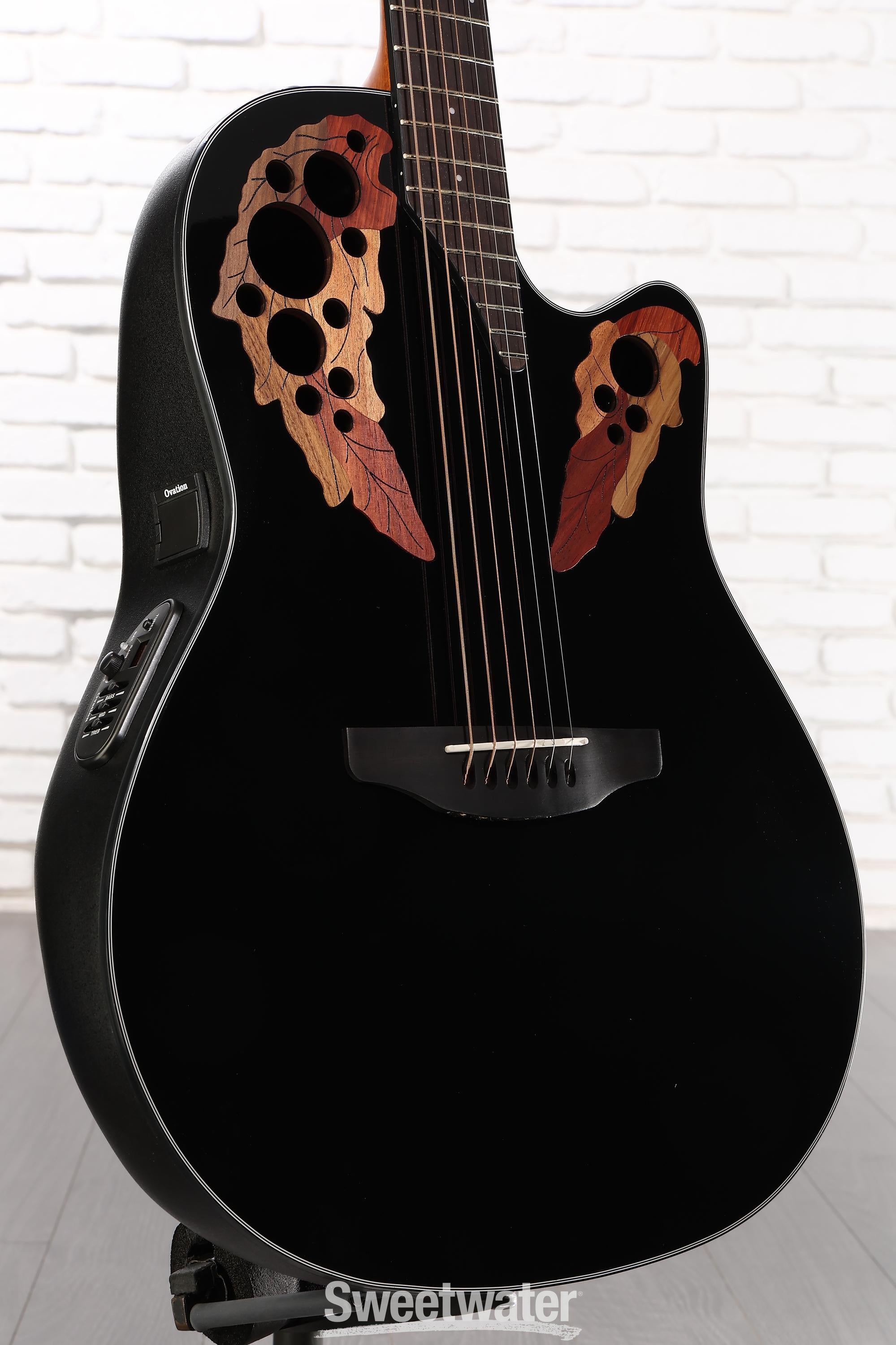 Photo of Ovation Elite Celebrity Mid-Depth Acoustic-Electric Guitar - Black