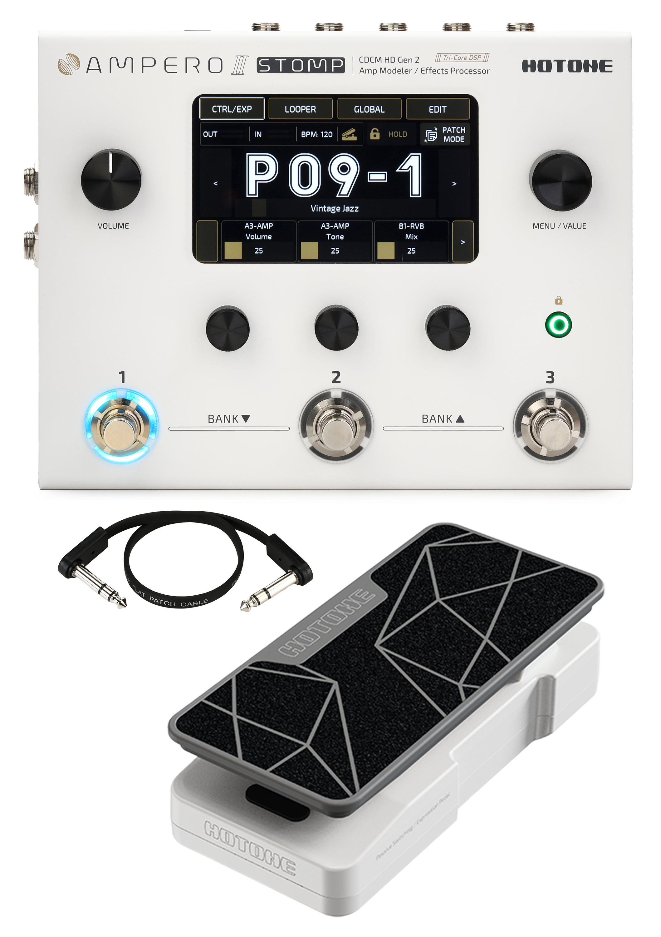 ギター HOTONE Ampero II Stomp Hotone Ampero II Stomp Amp Modeler/Effects Pedal with