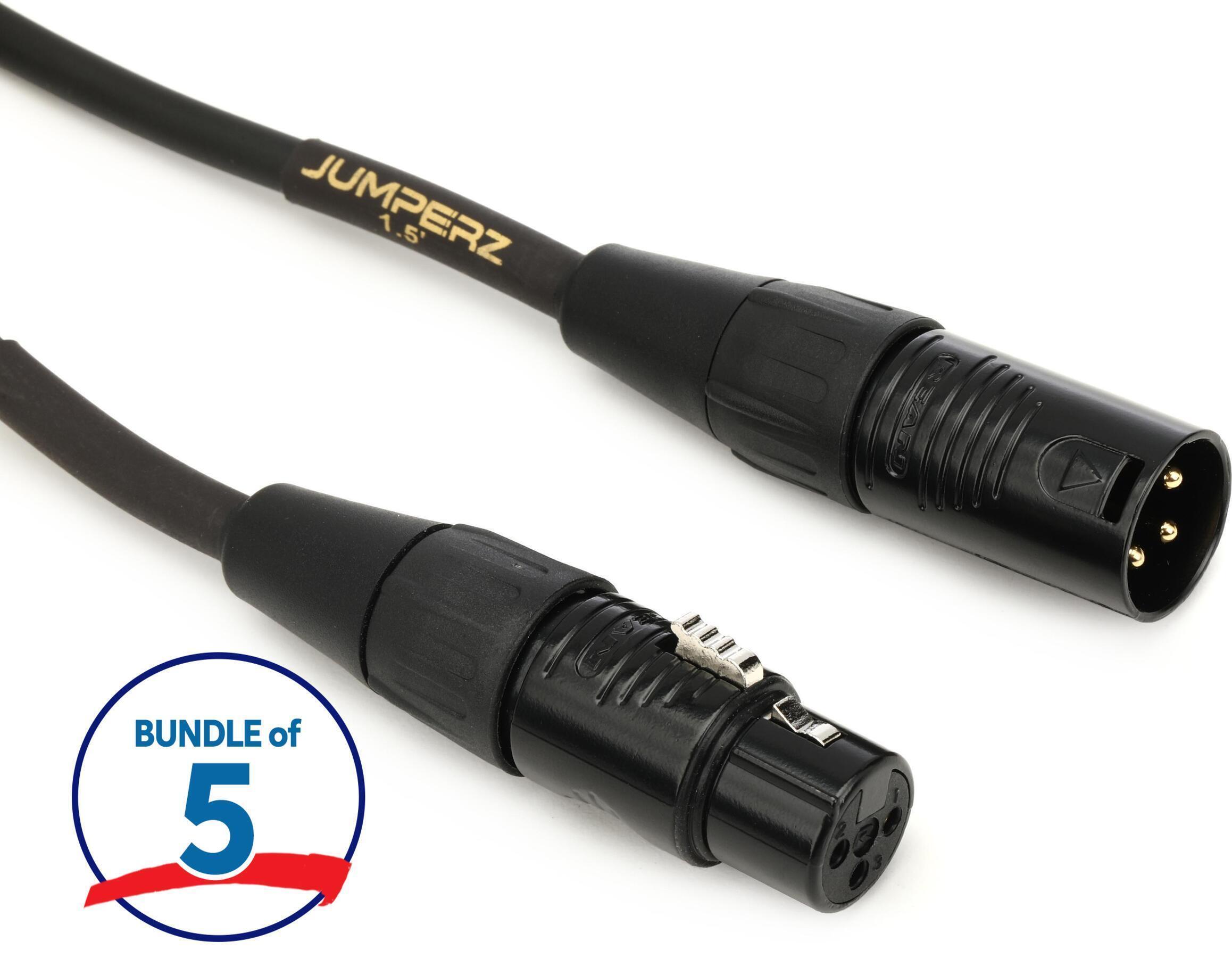 Photo of JUMPERZ JGM-1.5 Gold Microphone Cable - 1.5 foot (5-Pack)