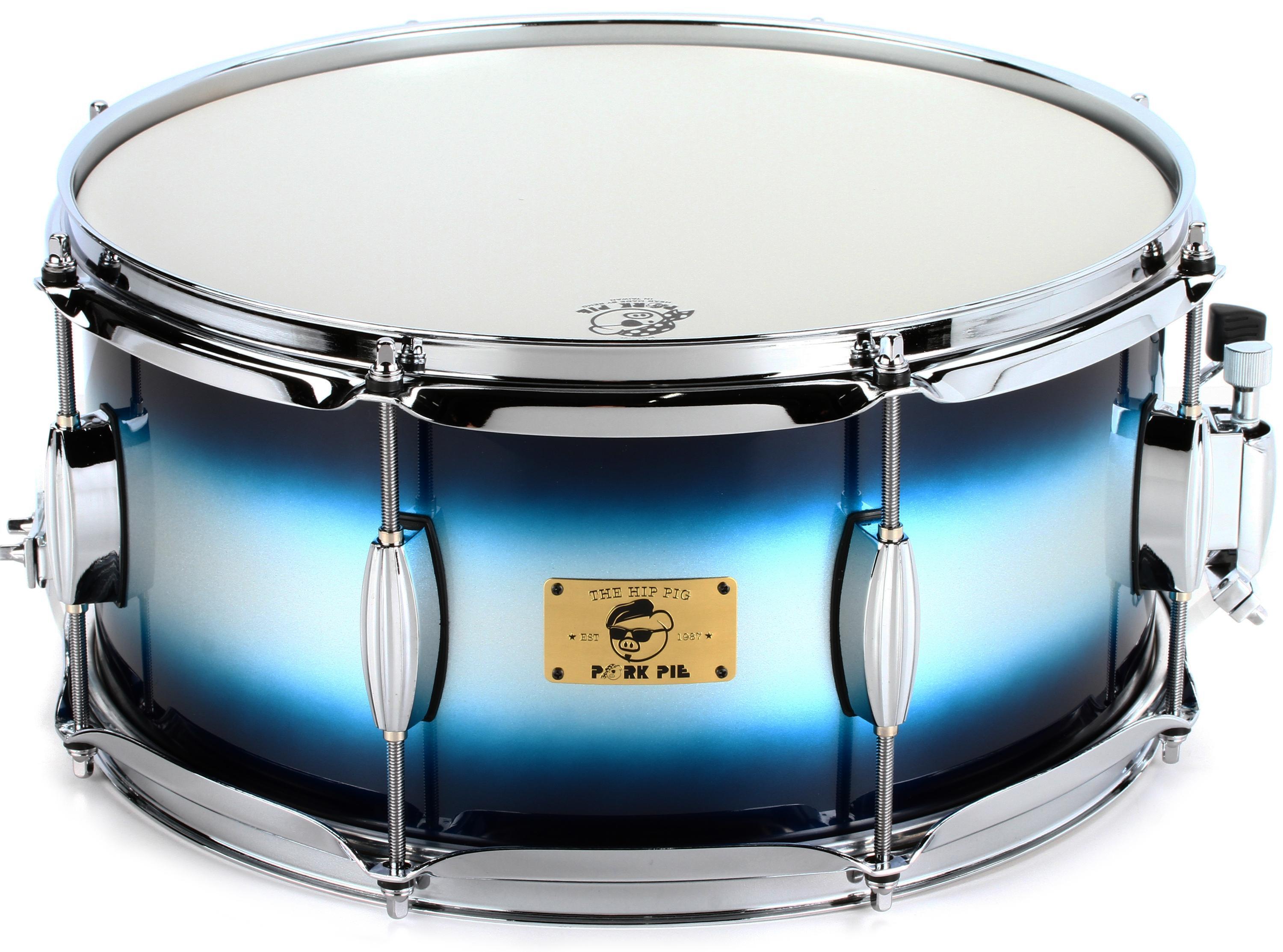 Pork Pie Percussion Hip Pig Snare Drum - 6.5 x 14 inch - Blue Silver Duco