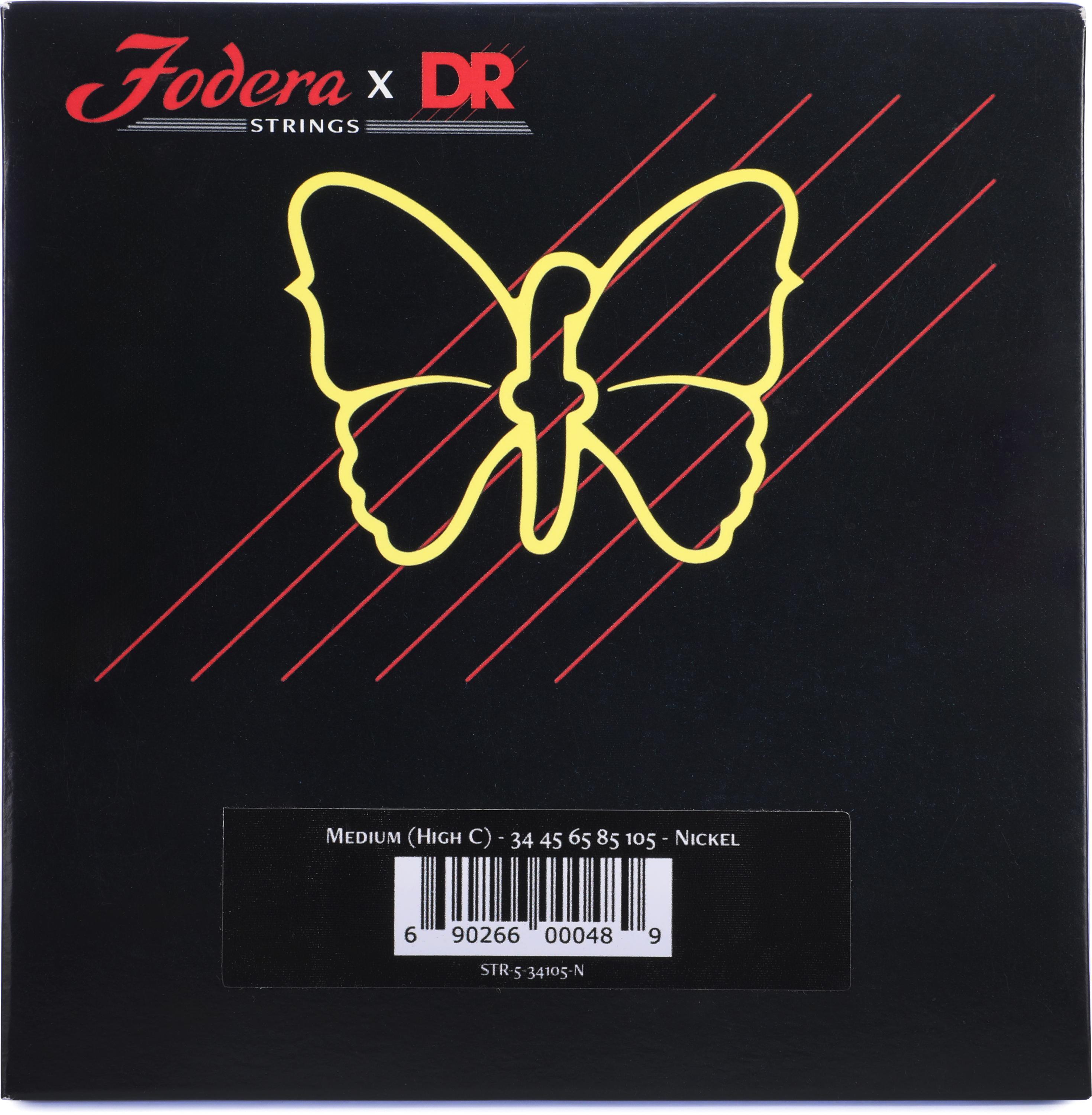 Photo of Fodera x DR 34105 Nickel Roundwound 5-string Bass Guitar Strings - .034 - .105