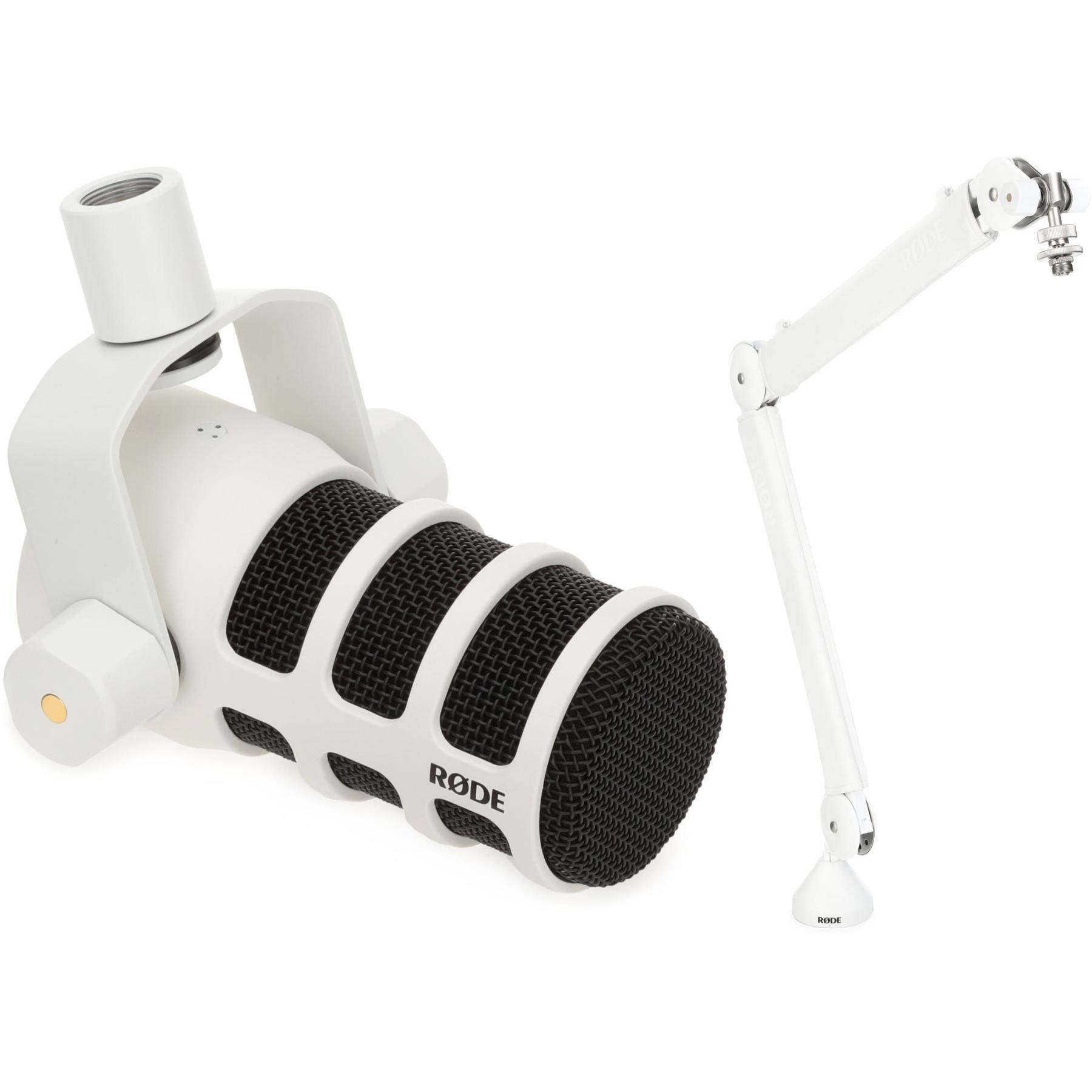 Photo of Rode PodMic USB Dynamic Broadcast Microphone with Broadcast Microphone Boom Arm - White