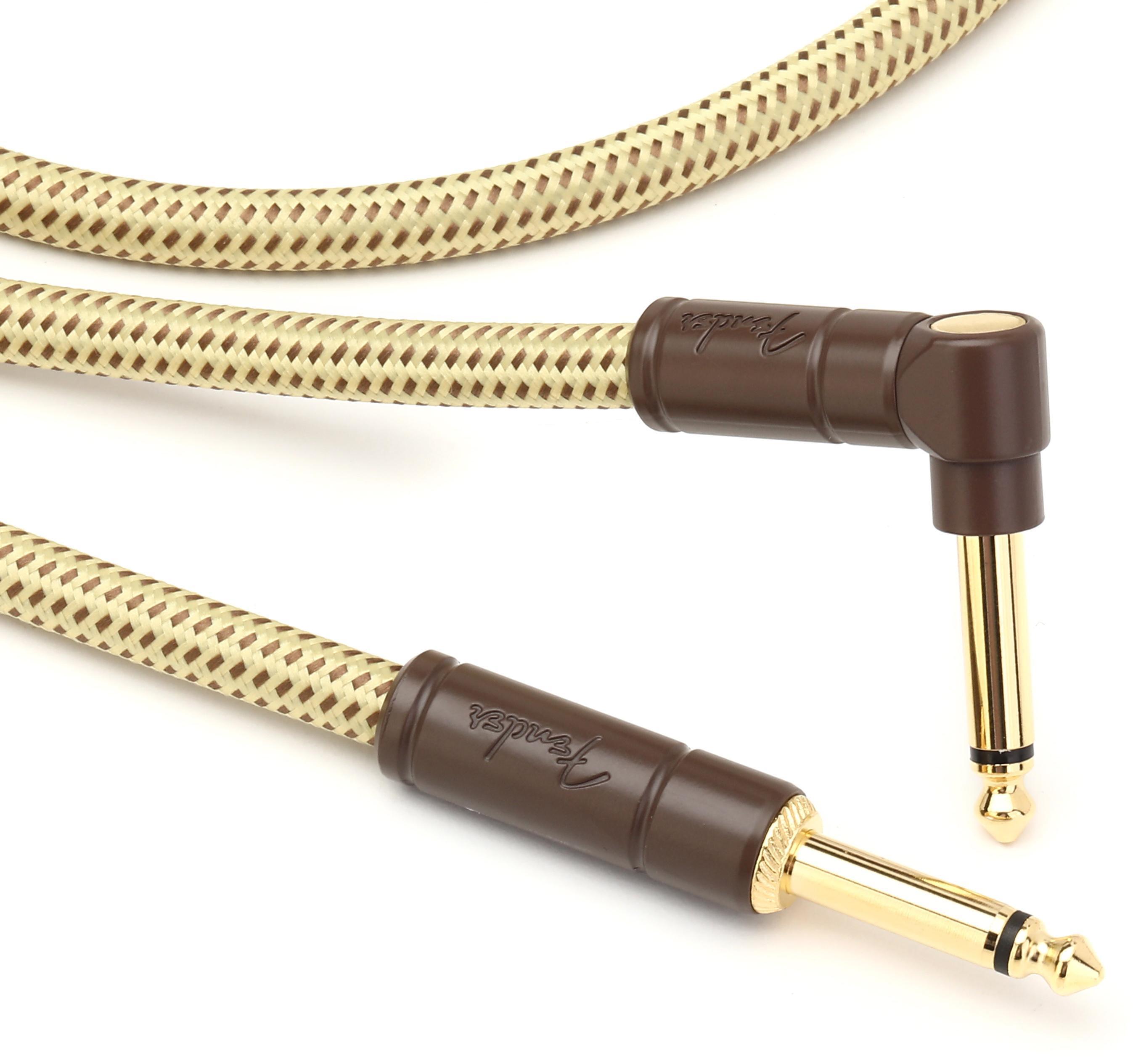 Photo of Fender Deluxe Series Tweed Instrument Cable - Straight to Right Angle - 15 foot Tweed