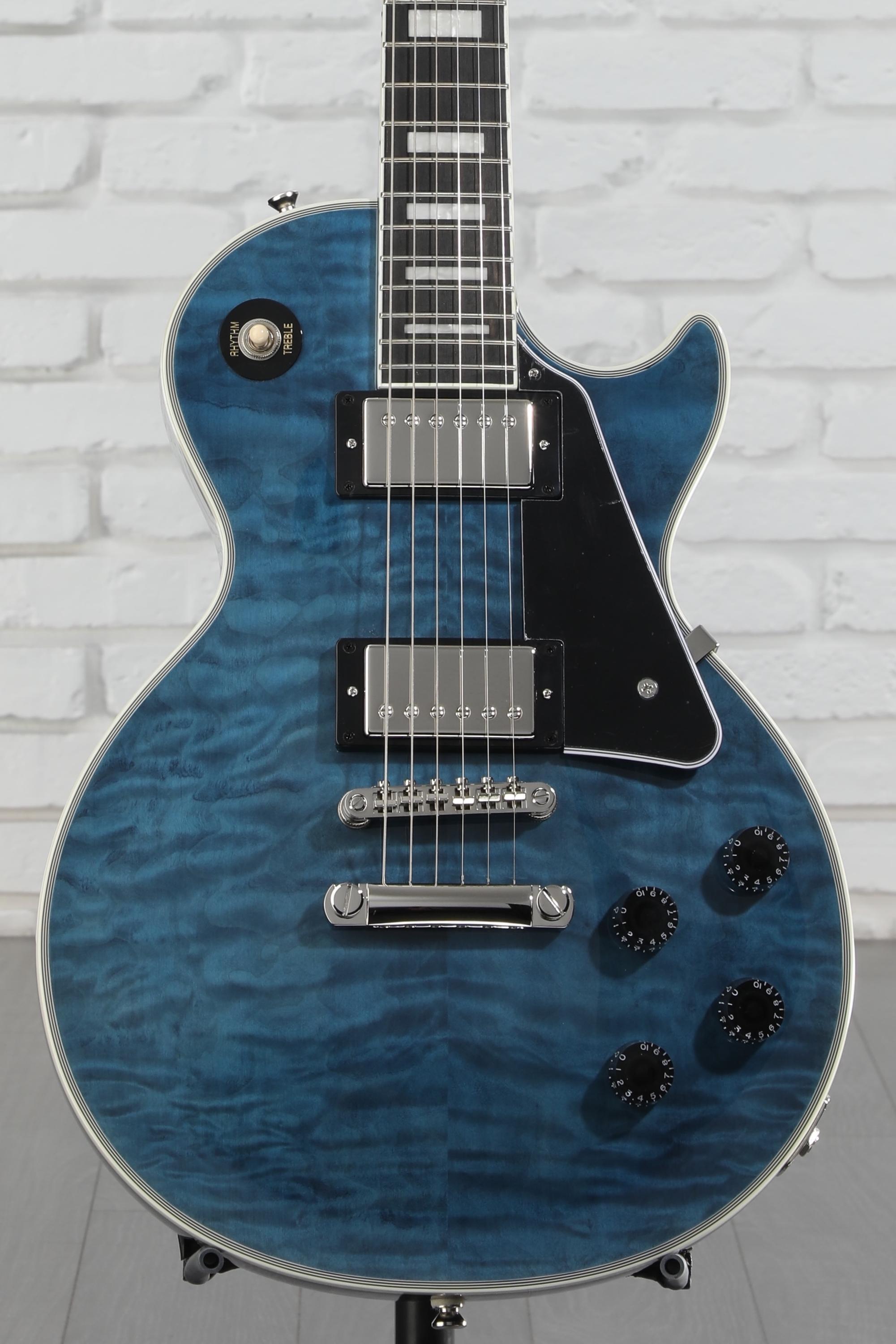 エピフォン/レスポールカスタム（Transparent Blue） Epiphone Les Paul Custom Quilt Viper Blue (バイパーブルー