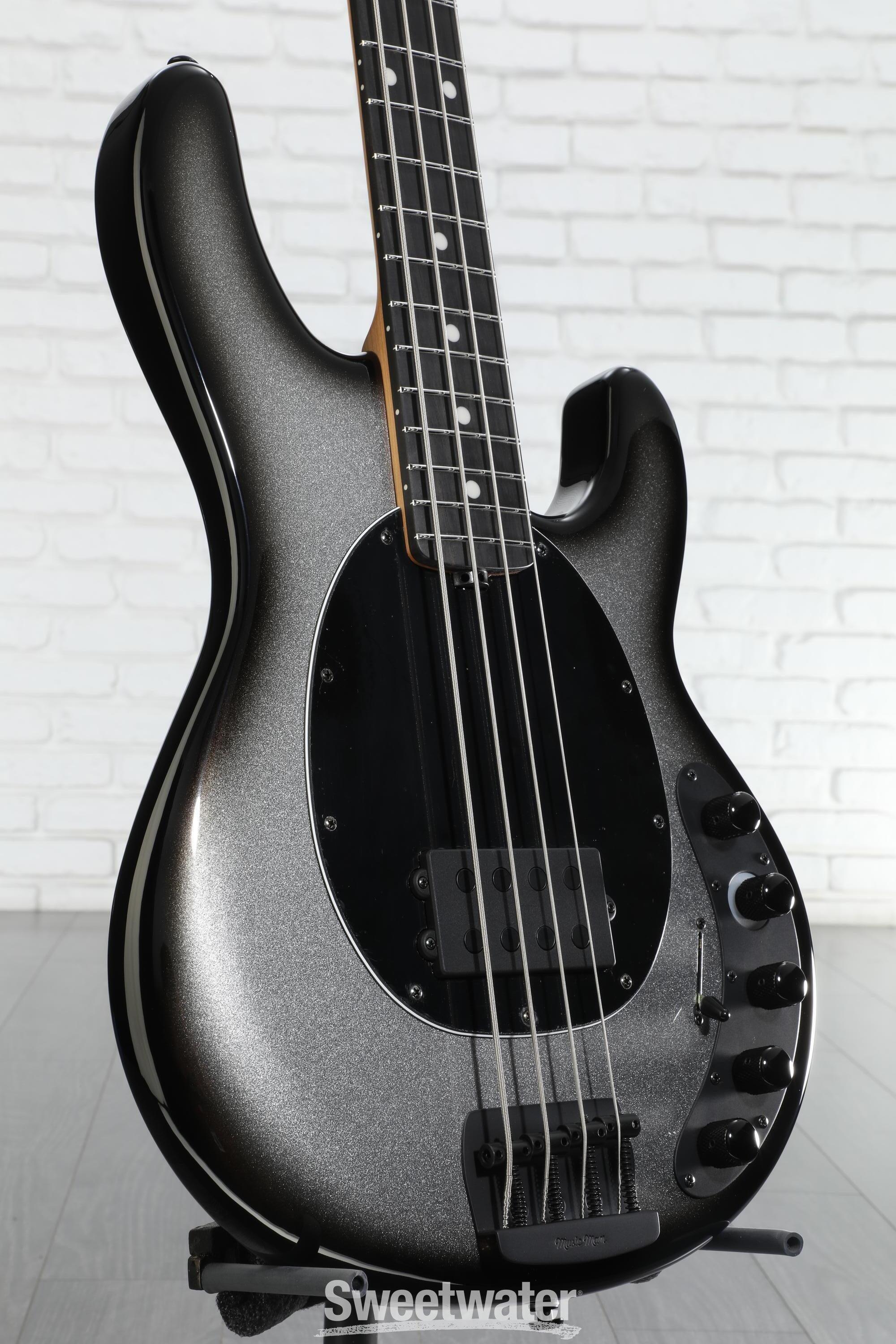 Ernie Ball Music Man DarkRay Electric Bass Guitar - Silverburst