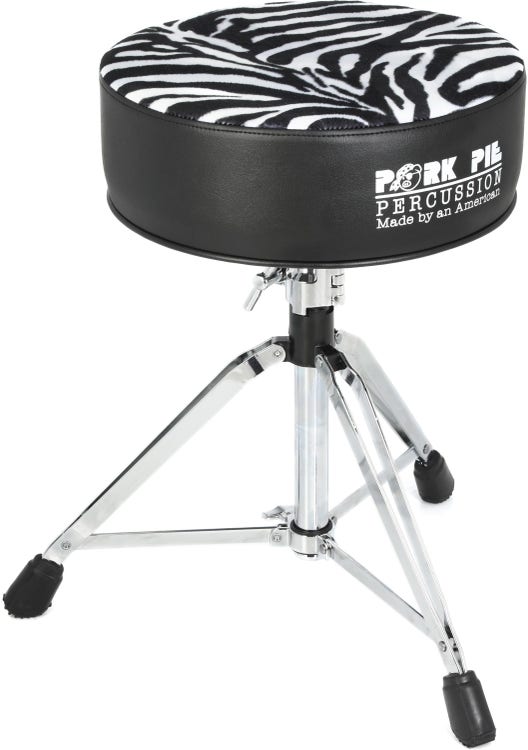 Pork Pie Percussion Round Drum Throne - Black with Zebra Print