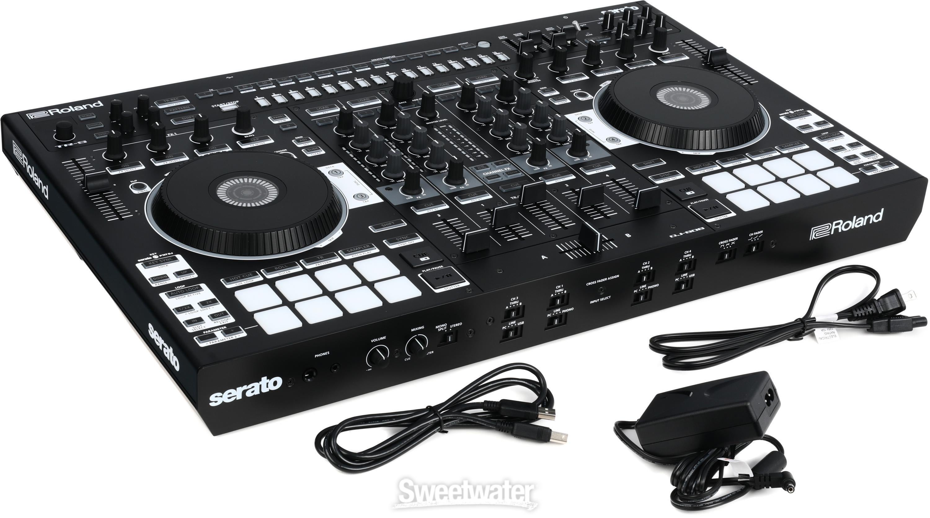 Roland DJ-808 4-deck Serato DJ Pro Controller with Drum Machine and Vocal  Transformer | Sweetwater