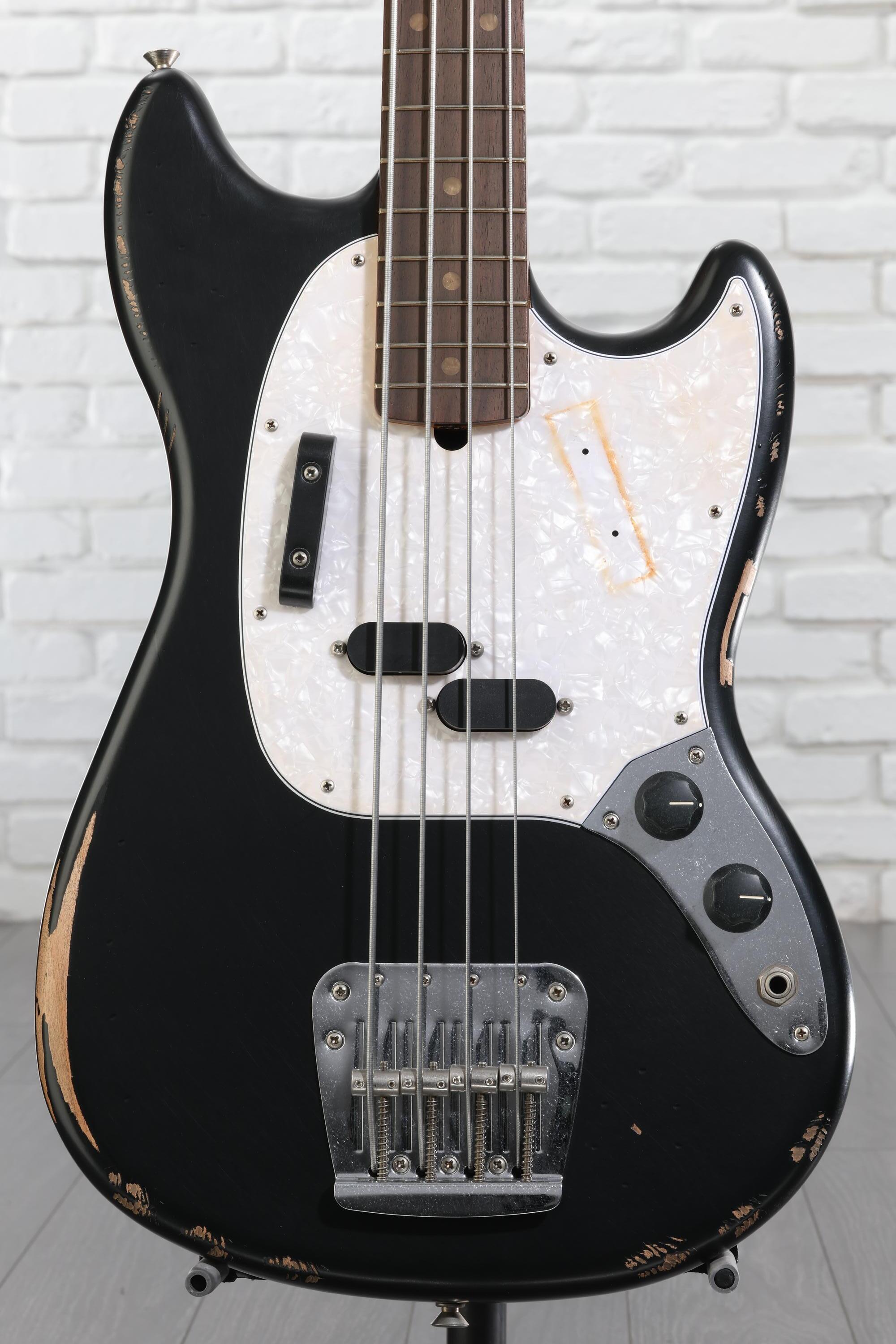 Fender JMJ Road Worn Mustang Bass - Black | Sweetwater