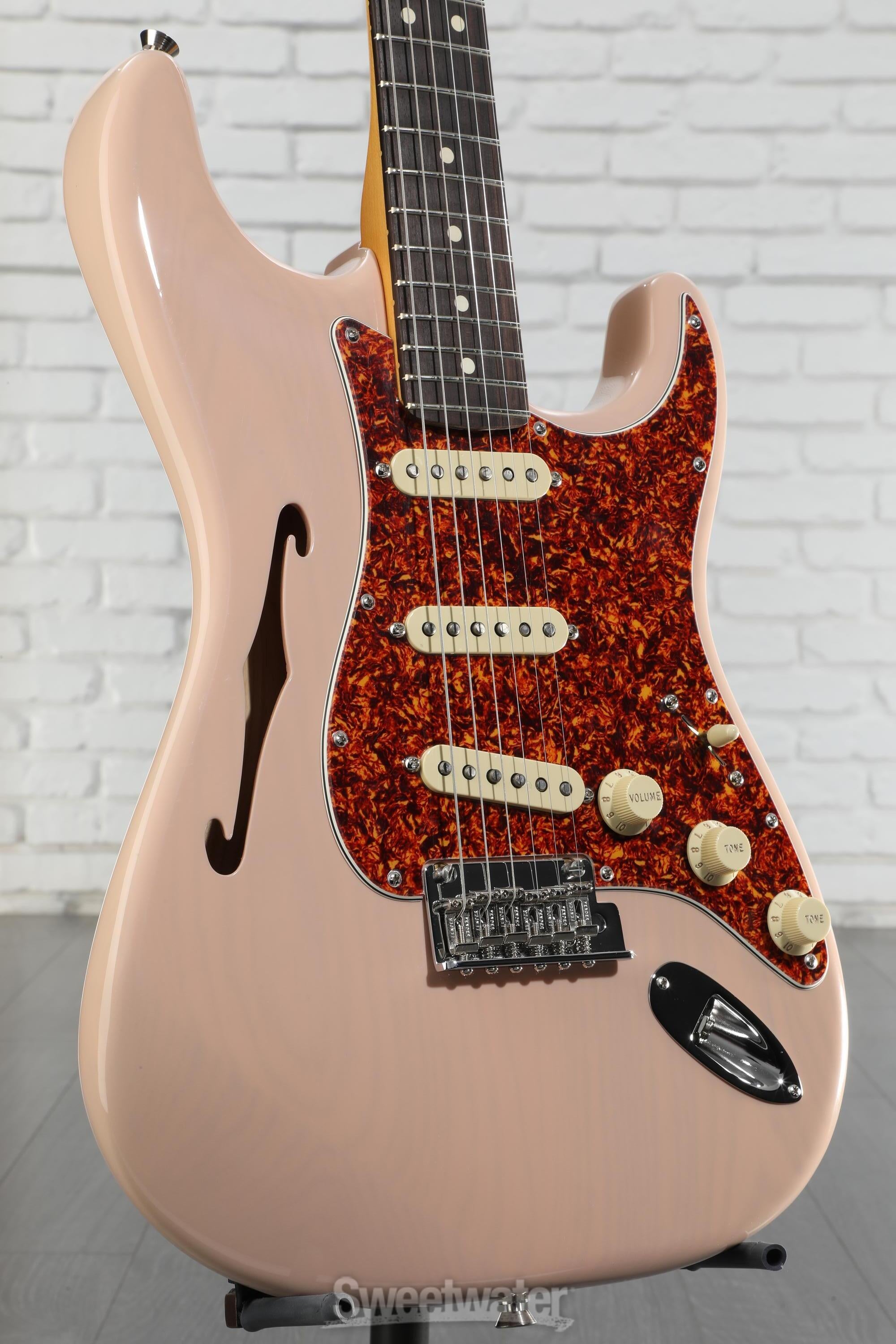 Fender American Professional II Thinline Stratocaster Electric Guitar - Transparent Shell Pink