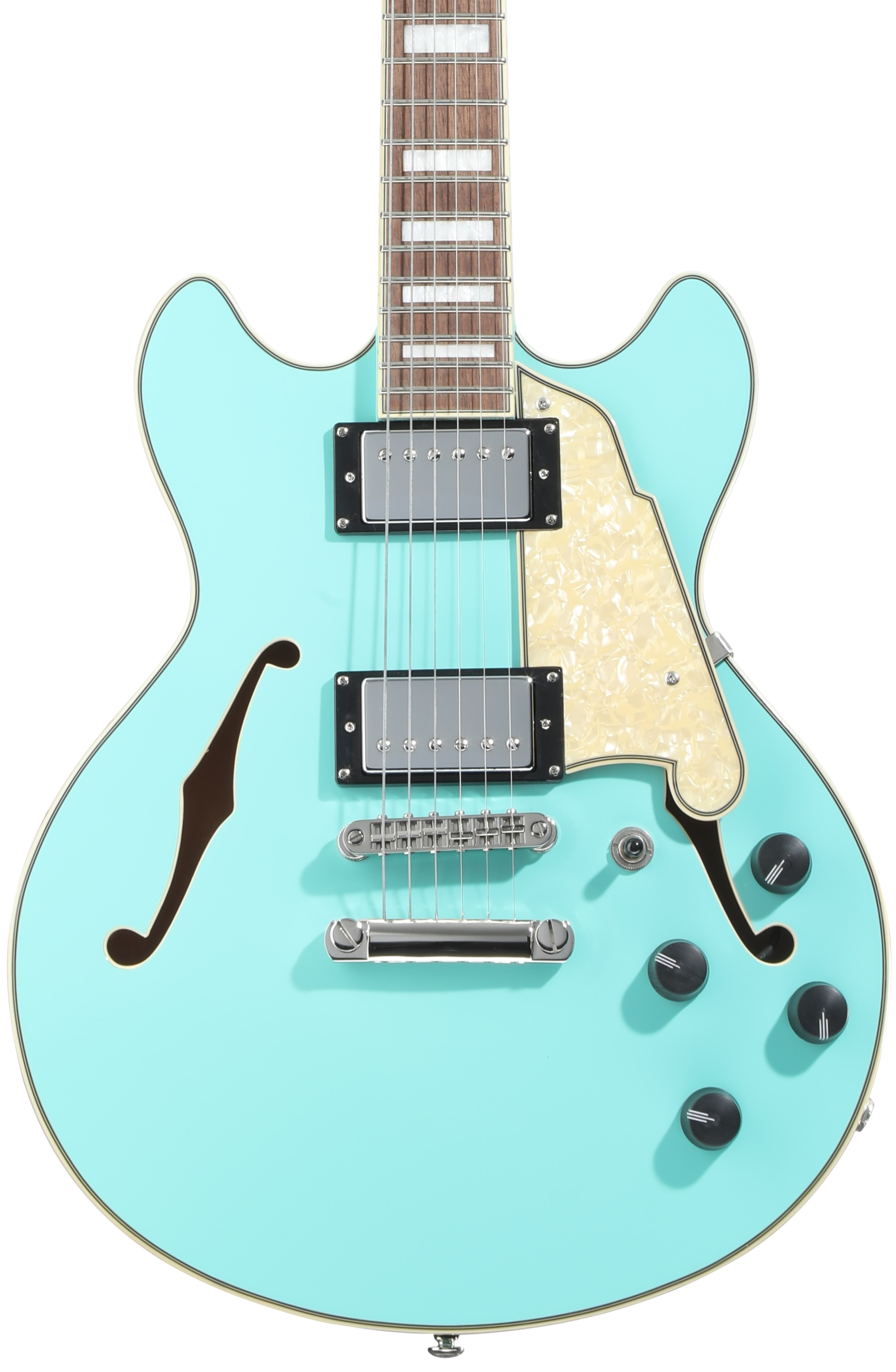D'Angelico Premier Mini DC Electric Guitar - Surf Green with Stopbar Tailpiece