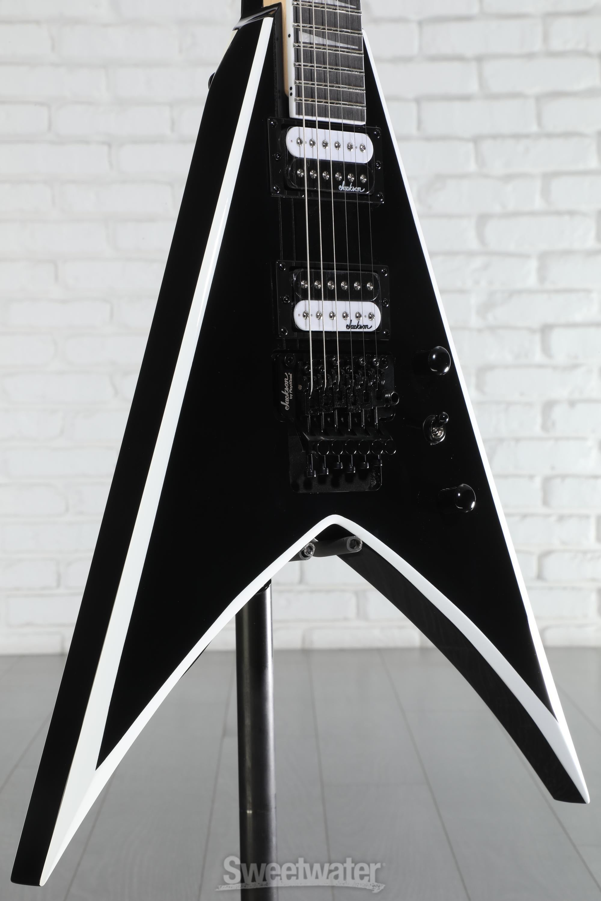 Jackson JS Series King V JS32 - Black with White Bevels | Sweetwater