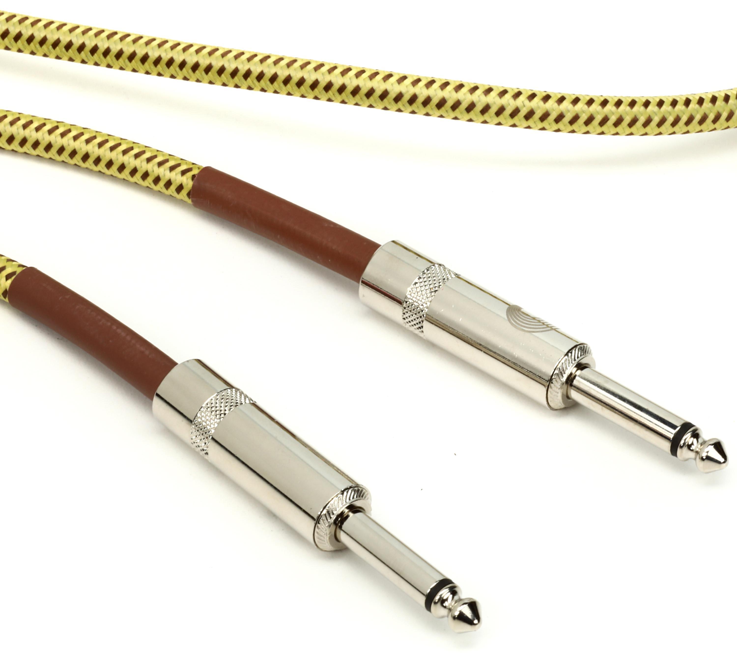 D'Addario PW-BG-10TW Braided Straight to Straight Instrument Cable - 10  foot Tweed | Sweetwater