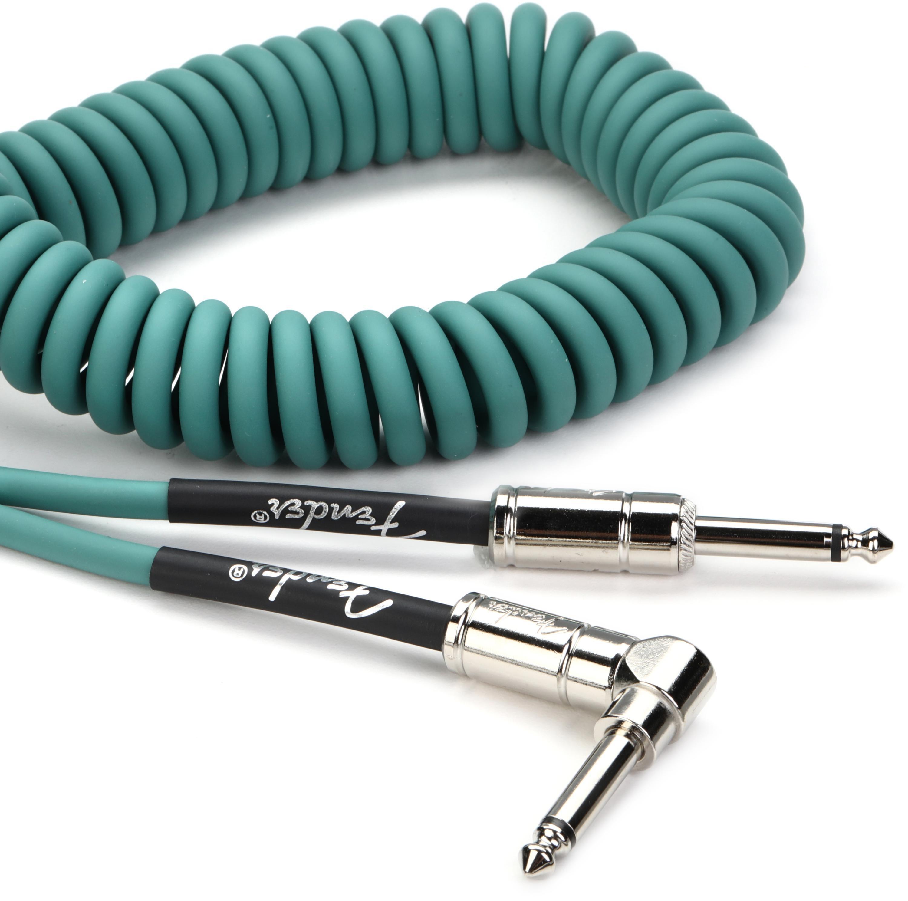 Photo of Fender Contour Series Straight to Right Angle Coil Instrument Cable - Sherwood Green, 30 feet